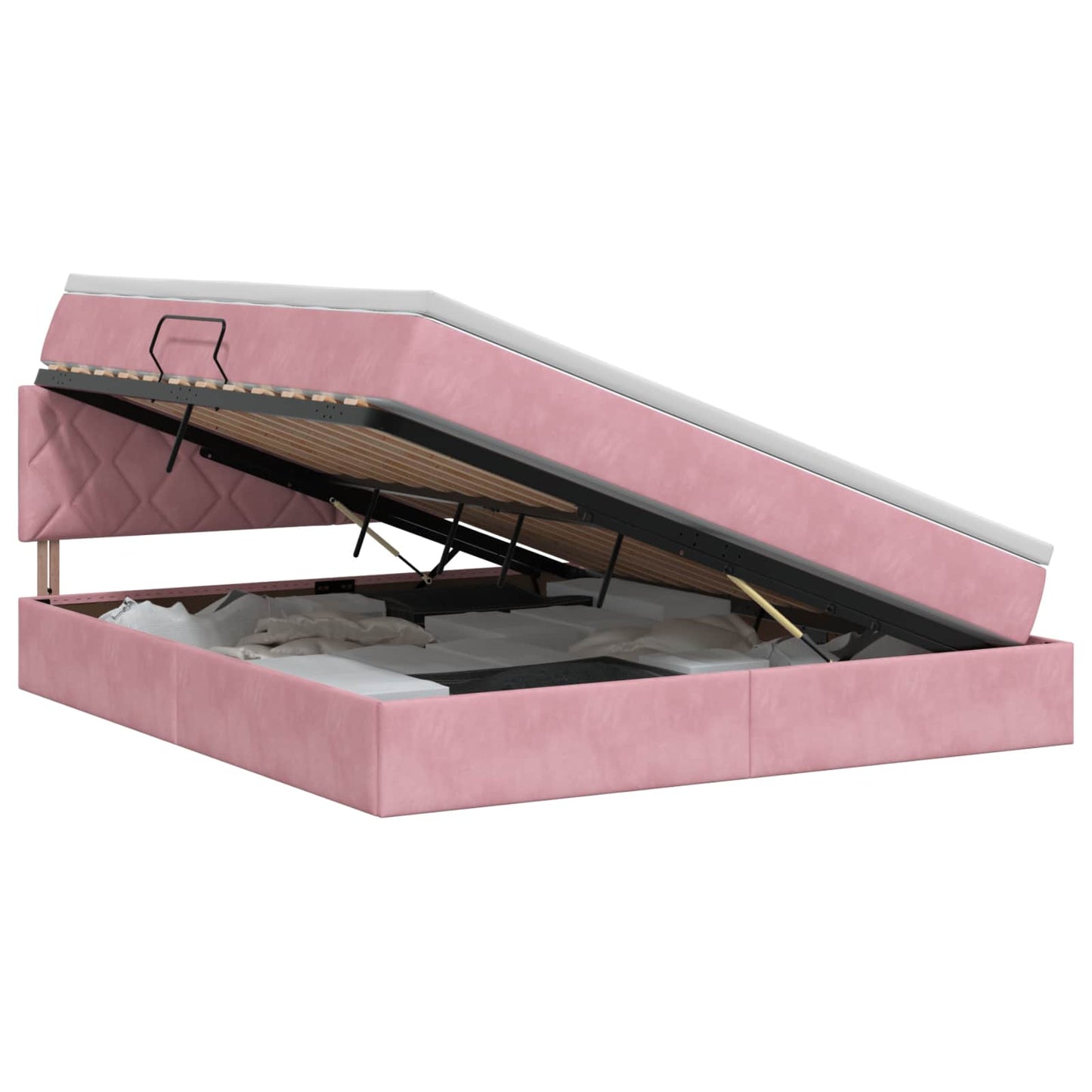Opslag bed met hoofdeinde Roze 180 x 200 cm Fluweel is nu te koop bij PeponiXL, paradijselijk wonen!
