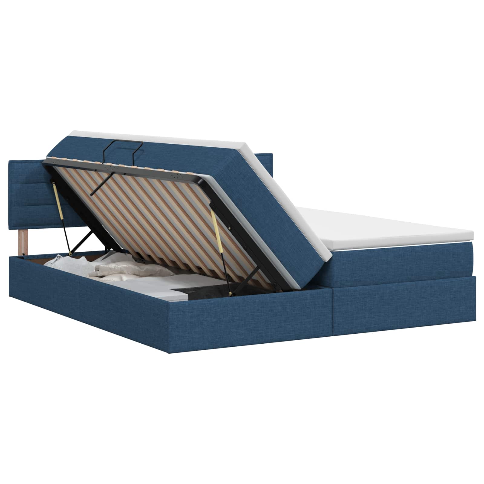 Opslag bed met hoofdeinde 2 st Blauw Nep Leer is nu te koop bij PeponiXL, paradijselijk wonen!