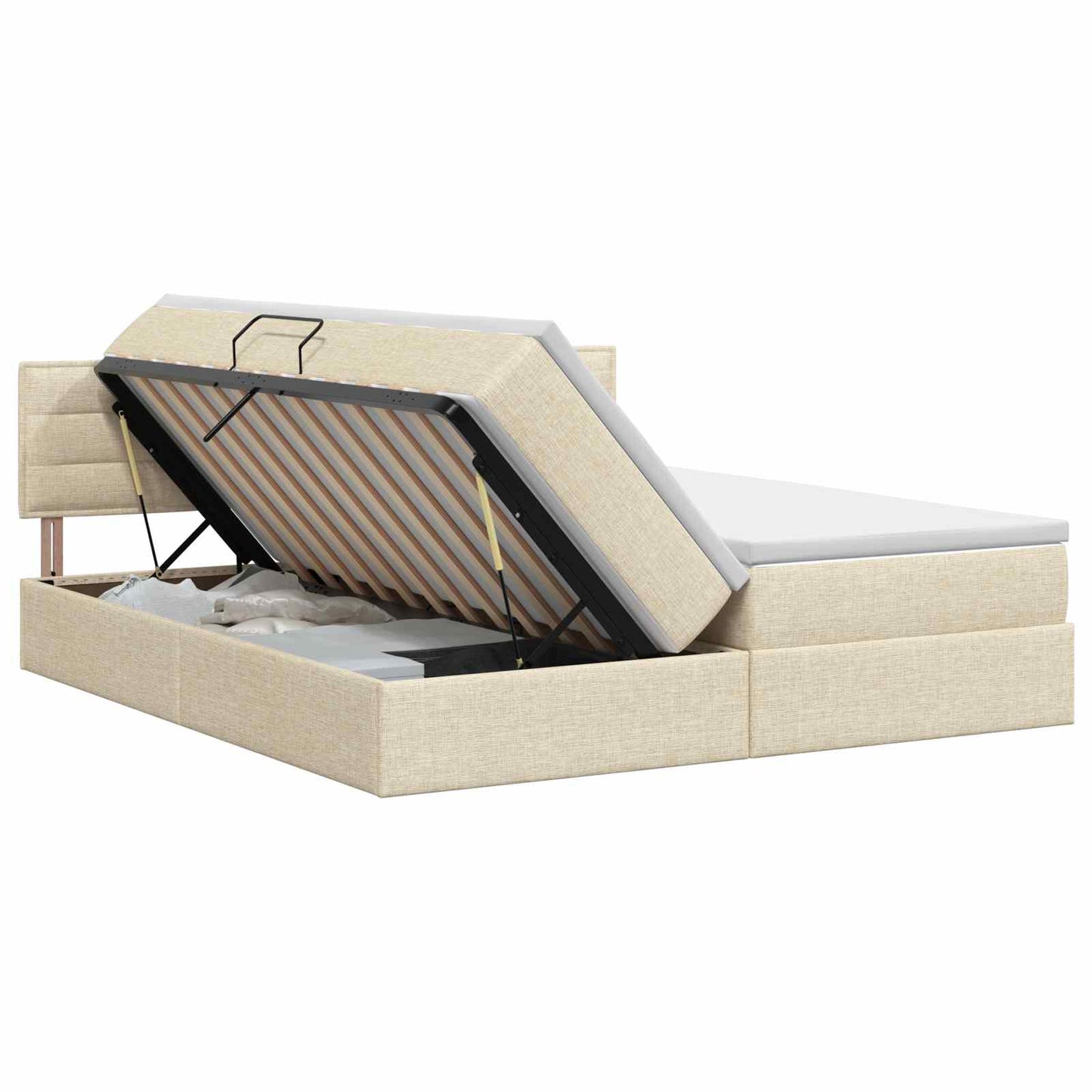 Opslag bed met hoofdeinde 2 st Crèmekleurig Nep Leer is nu te koop bij PeponiXL, paradijselijk wonen!