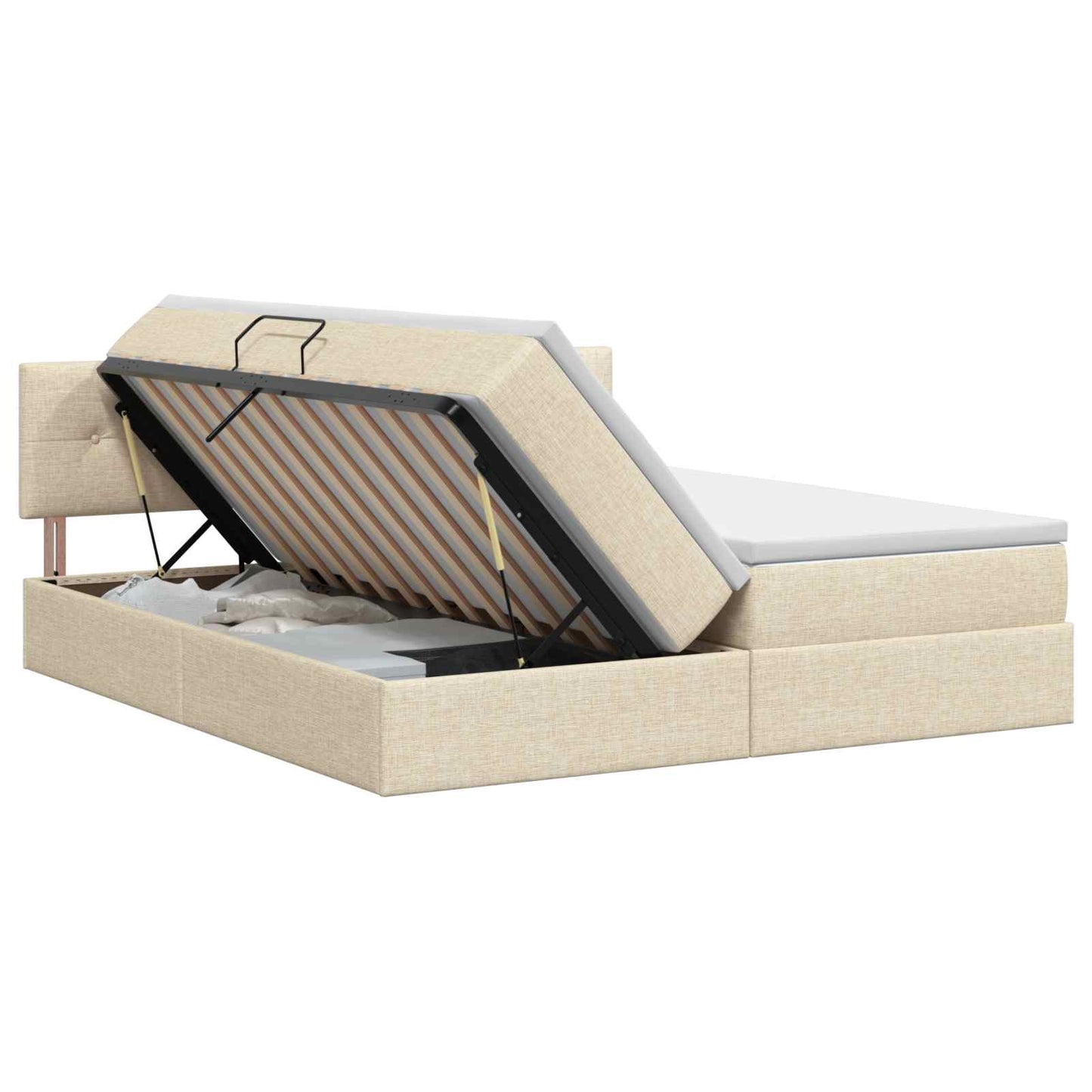 Opslag bed met hoofdeinde 2 st Crèmekleurig Nep Leer is nu te koop bij PeponiXL, paradijselijk wonen!
