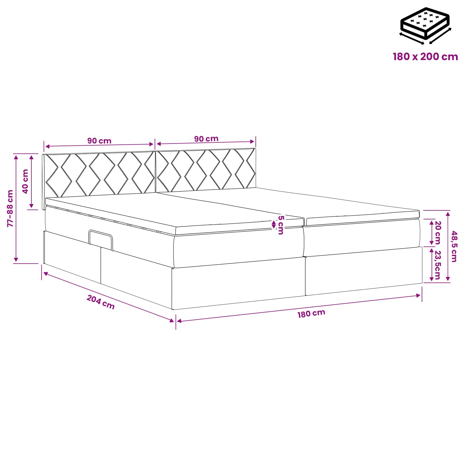 Opslag bed met hoofdeinde 2 st Roze is nu te koop bij PeponiXL, paradijselijk wonen!