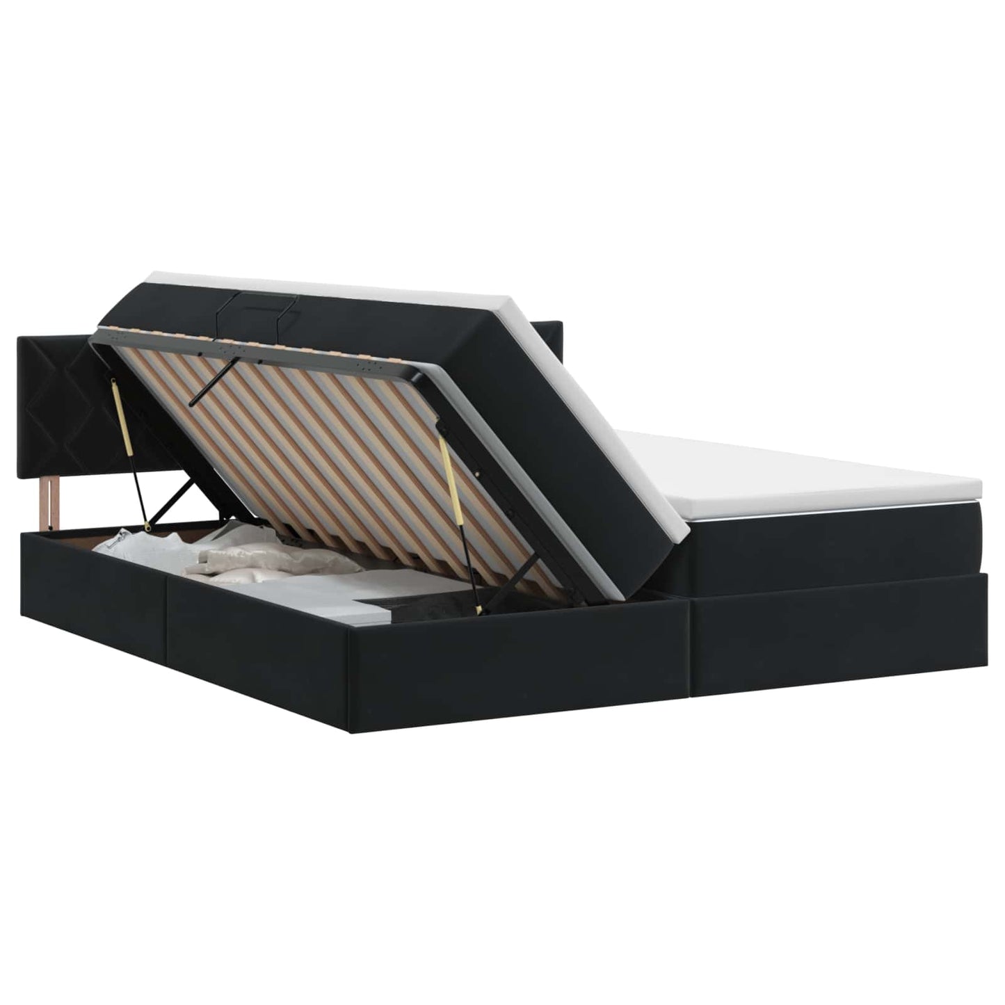 Opslag bed met hoofdeinde 2 st Zwart is nu te koop bij PeponiXL, paradijselijk wonen!