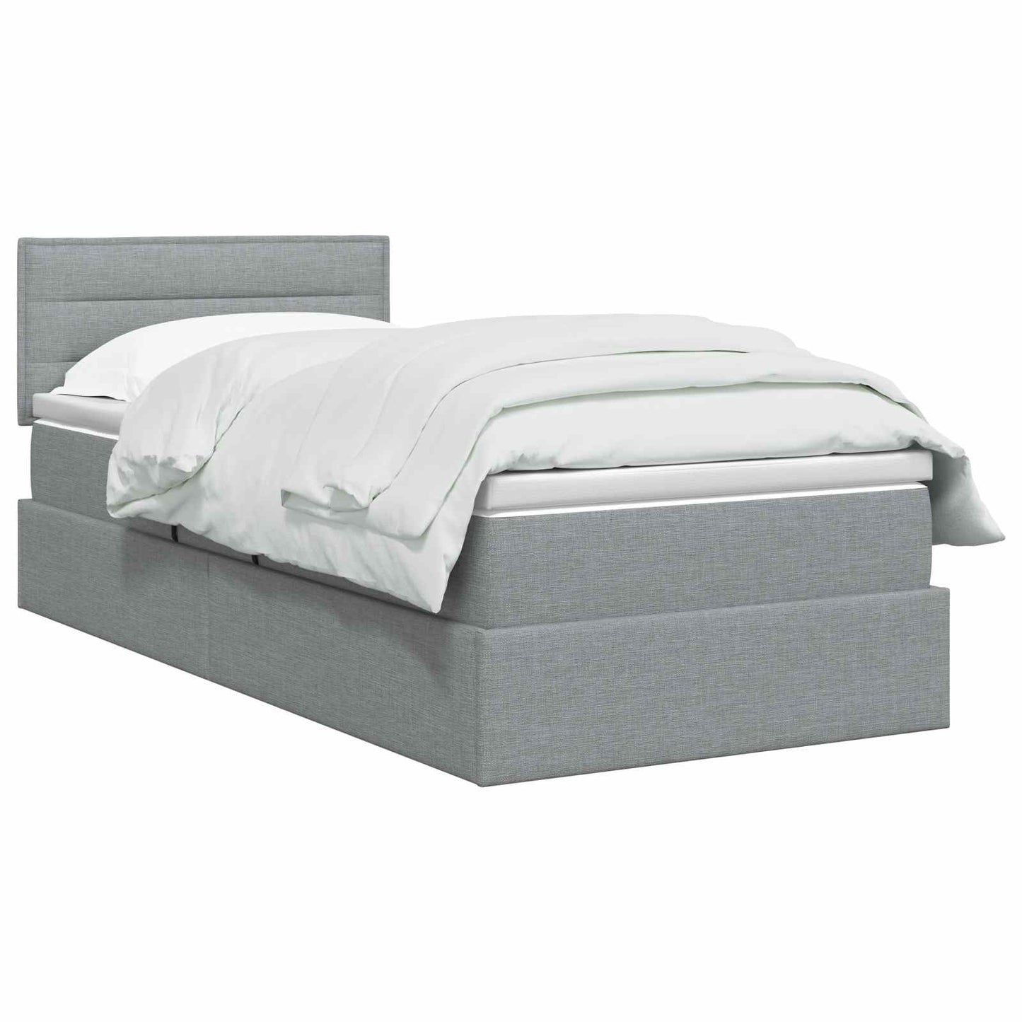 LED Opslagbed met Matras Lichtgrijs 90 x 200 cm Stof