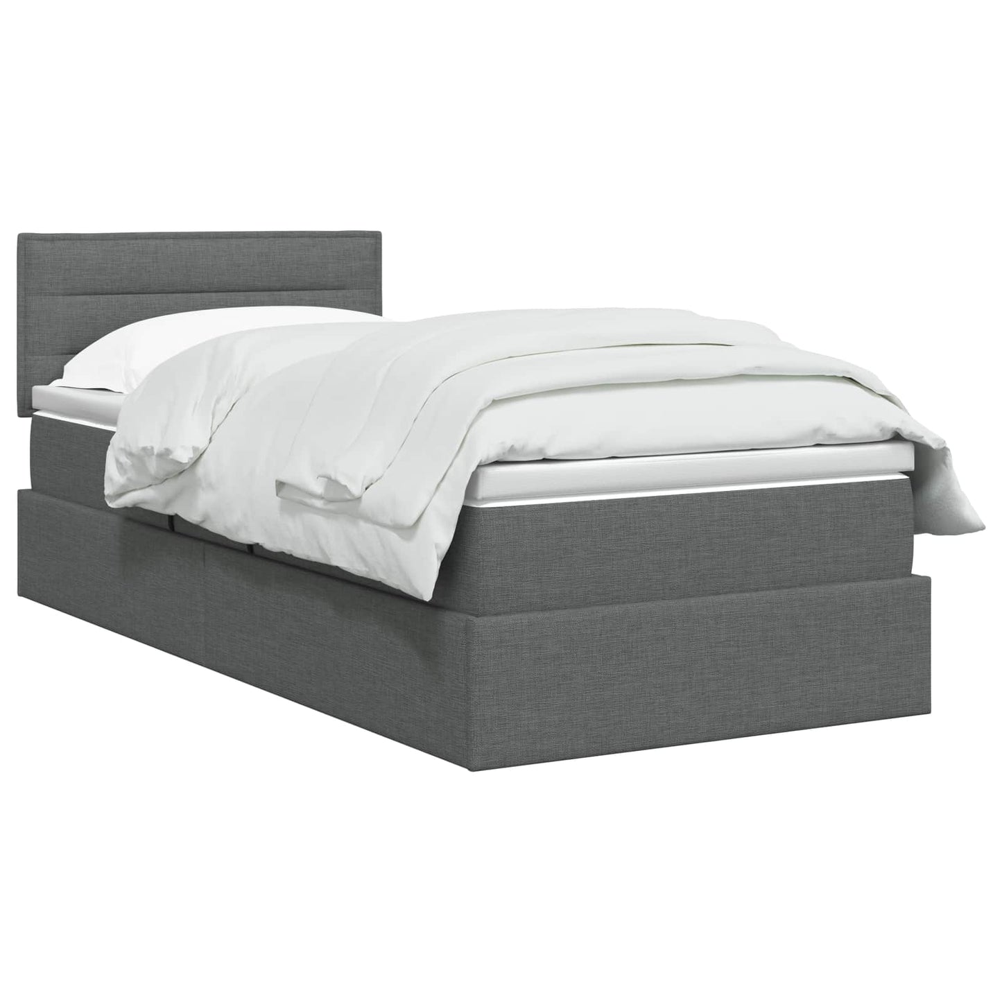 LED Opslagbed met Matras Donkergrijs 90 x 200 cm Stof