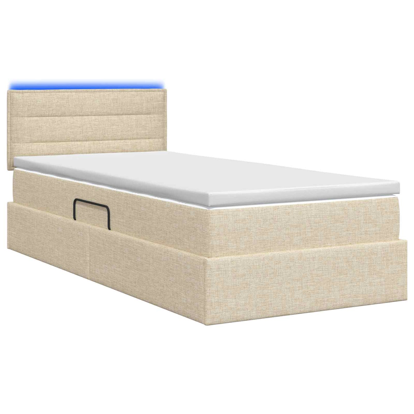 LED Opslagbed met Matras Crèmekleurig 90 x 200 cm Stof
