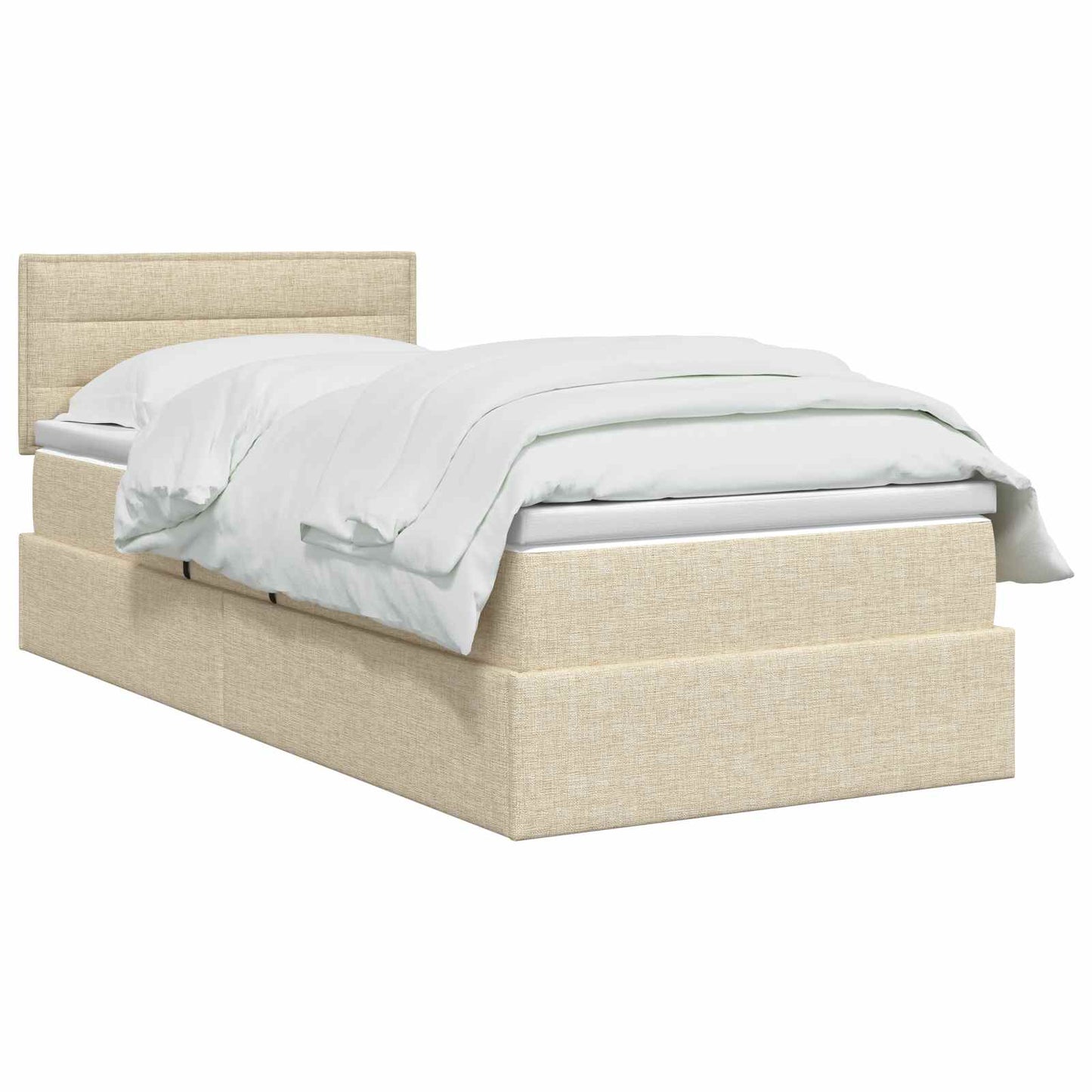 LED Opslagbed met Matras Crèmekleurig 90 x 200 cm Stof