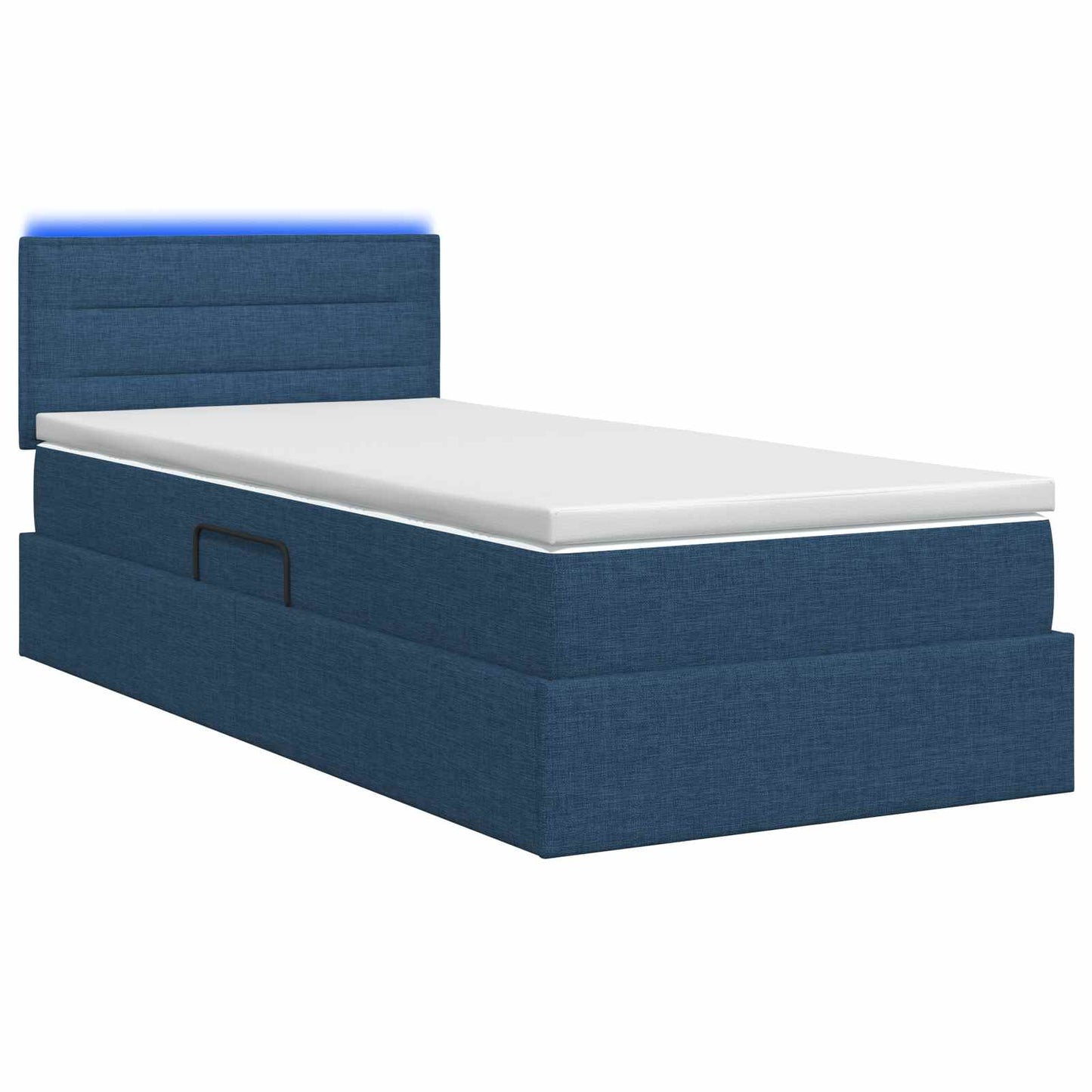 LED Opslagbed met Matras Blauw 90 x 200 cm Stof