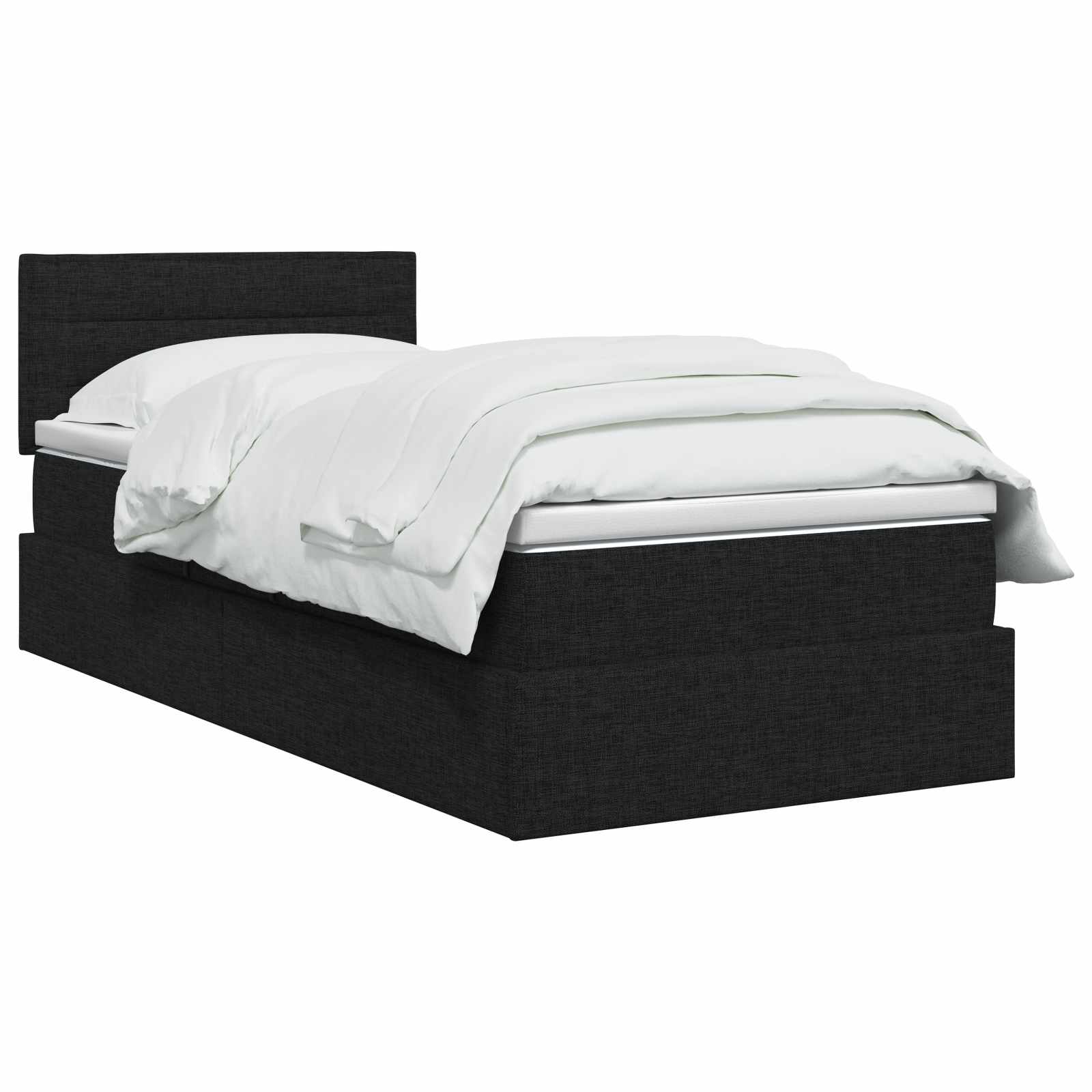 LED Opslagbed met Matras Zwart 100 x 200 cm Stof is nu te koop bij PeponiXL, paradijselijk wonen!