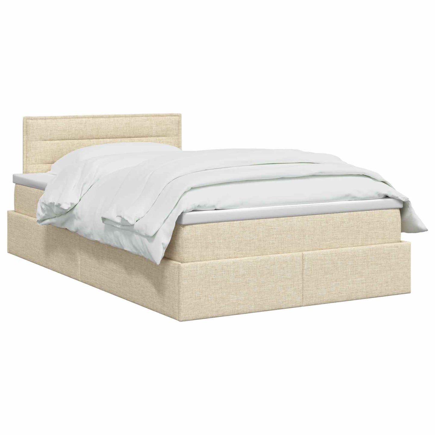 LED Opslagbed met Matras Crèmekleurig 120 x 200 cm Stof is nu te koop bij PeponiXL, paradijselijk wonen!