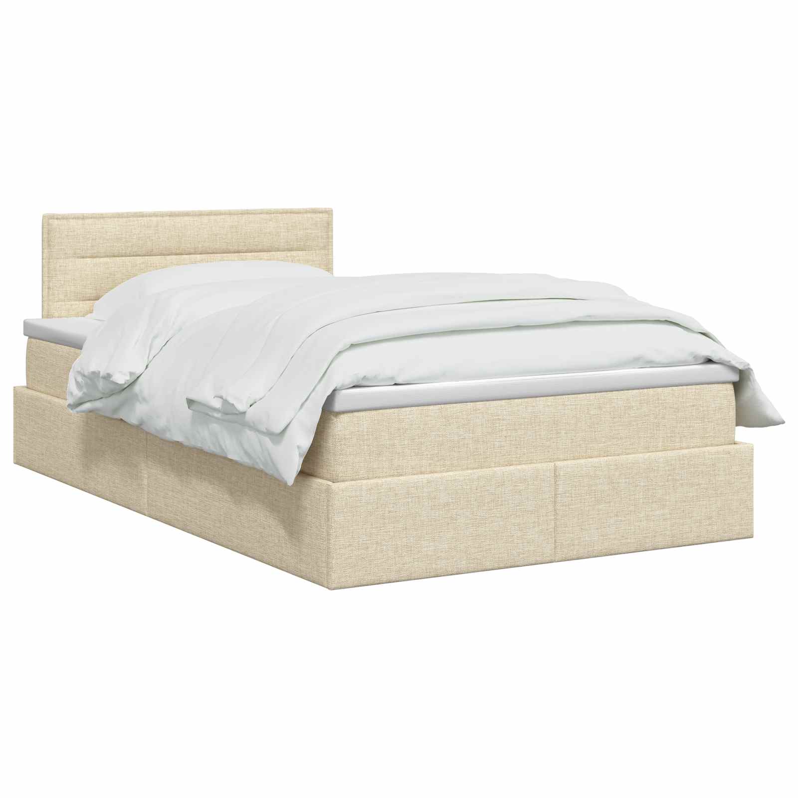 LED Opslagbed met Matras Crèmekleurig 120 x 200 cm Stof is nu te koop bij PeponiXL, paradijselijk wonen!