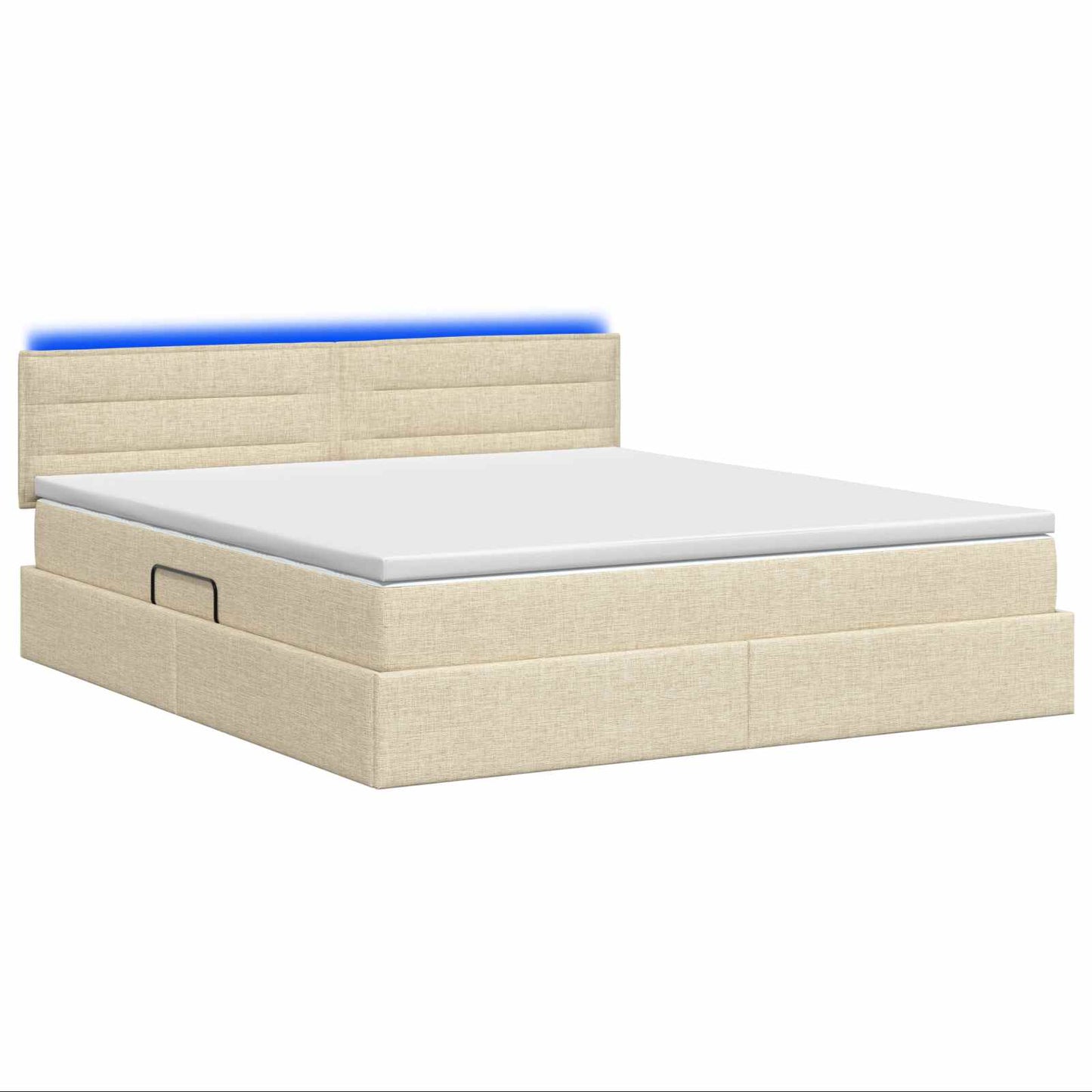 LED Opslagbed met Matras Crèmekleurig 140 x 190 cm Stof is nu te koop bij PeponiXL, paradijselijk wonen!