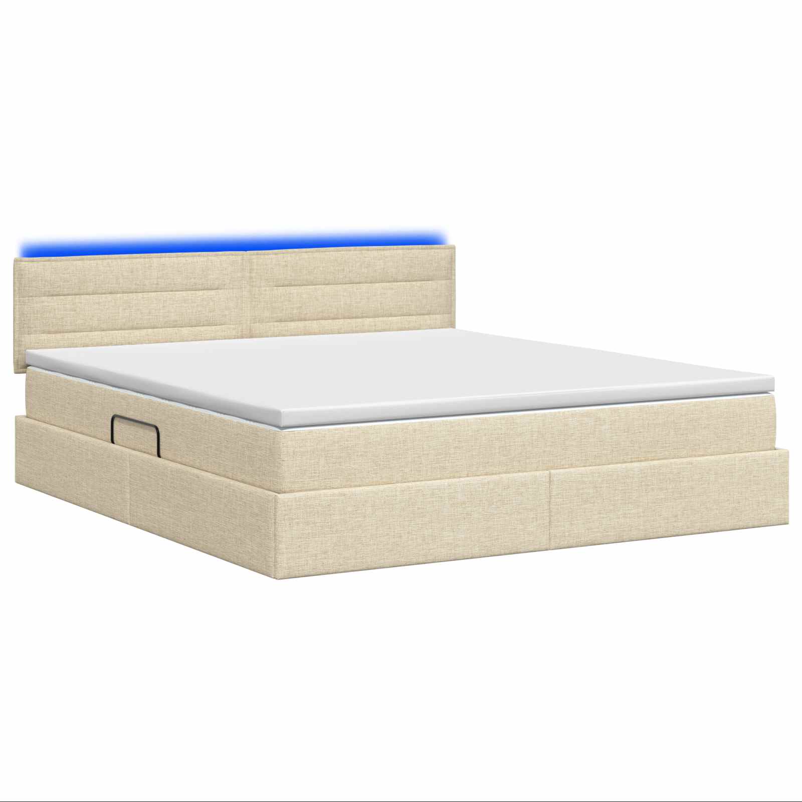 LED Opslagbed met Matras Crèmekleurig 140 x 190 cm Stof is nu te koop bij PeponiXL, paradijselijk wonen!