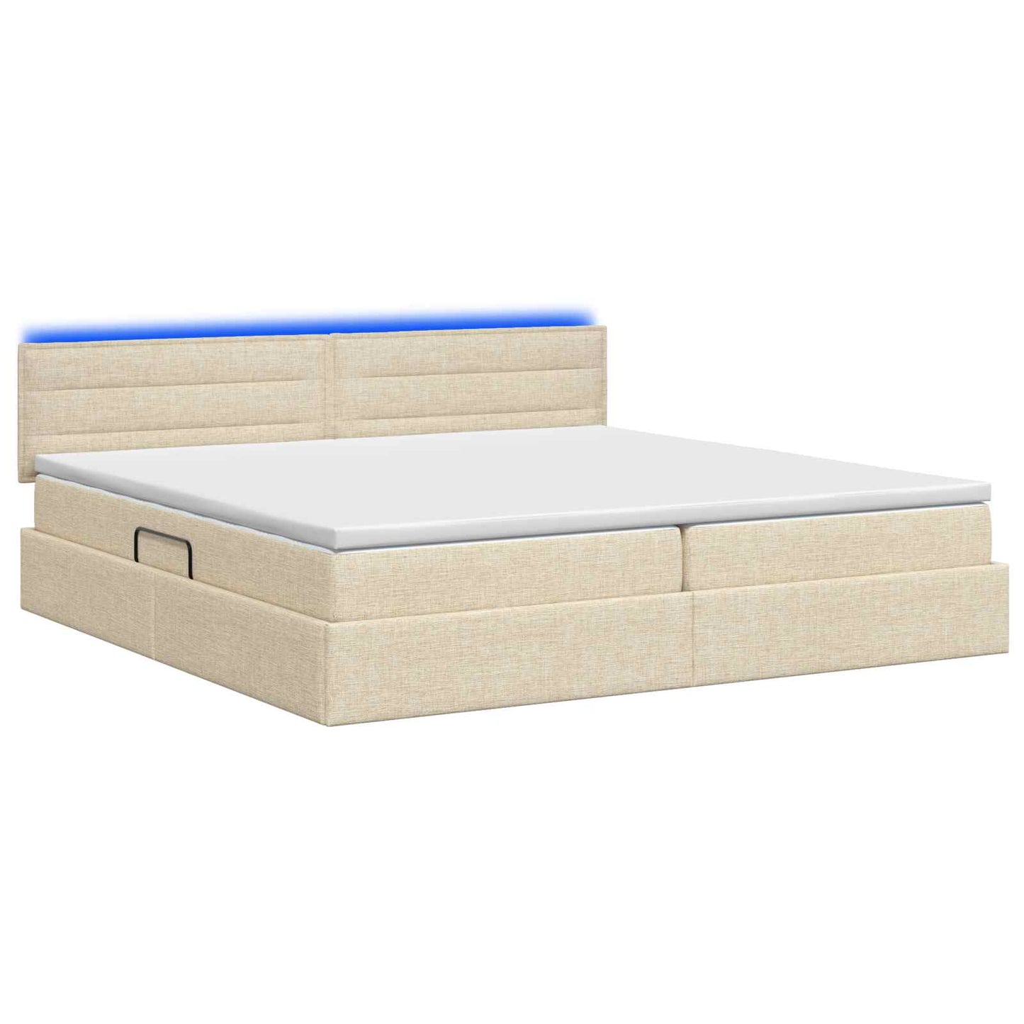 LED Opslagbed met Matras Crèmekleurig 200 x 200 cm Stof is nu te koop bij PeponiXL, paradijselijk wonen!
