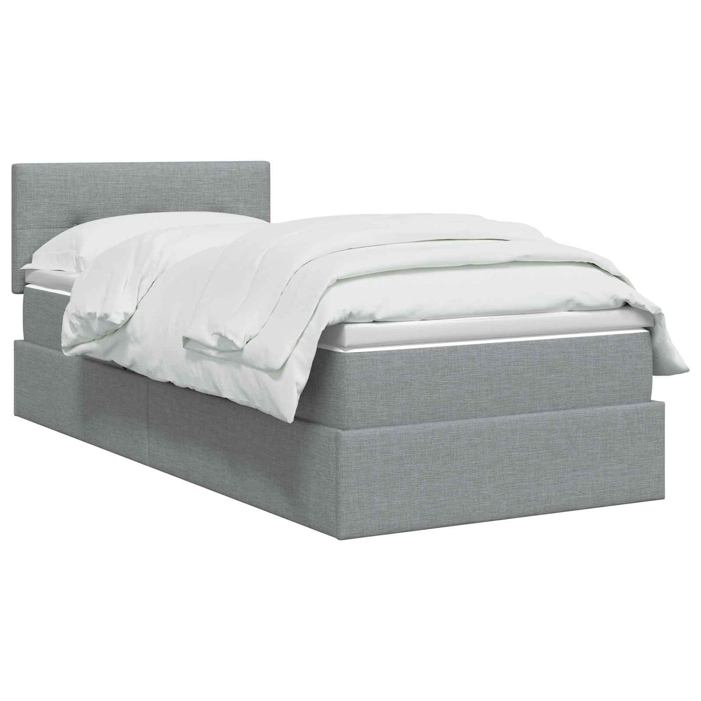 LED Opslagbed met Matras Lichtgrijs 90 x 190 cm Stof is nu te koop bij PeponiXL, paradijselijk wonen!