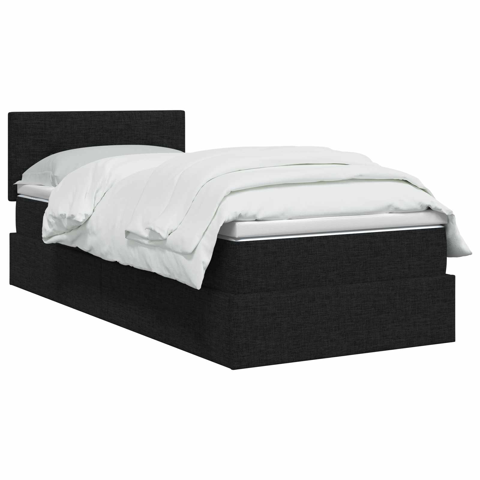LED Opslagbed met Matras Zwart 90 x 190 cm Stof is nu te koop bij PeponiXL, paradijselijk wonen!