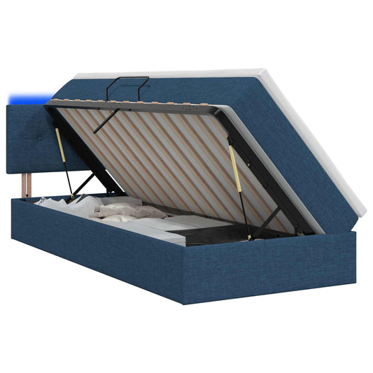 LED Opslagbed met Matras Blauw 90 x 200 cm Stof is nu te koop bij PeponiXL, paradijselijk wonen!