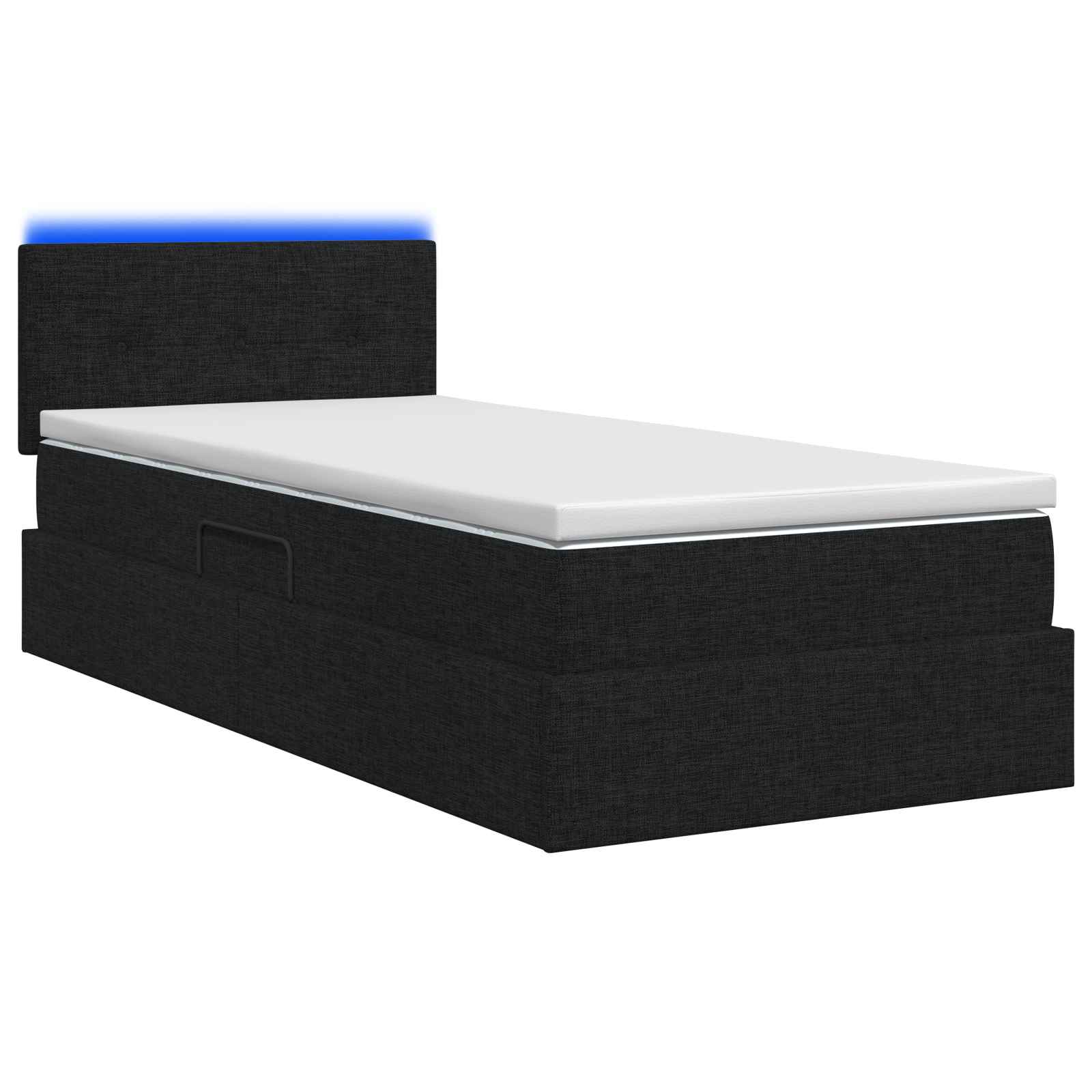 LED Opslagbed met Matras Zwart 100 x 200 cm Stof is nu te koop bij PeponiXL, paradijselijk wonen!