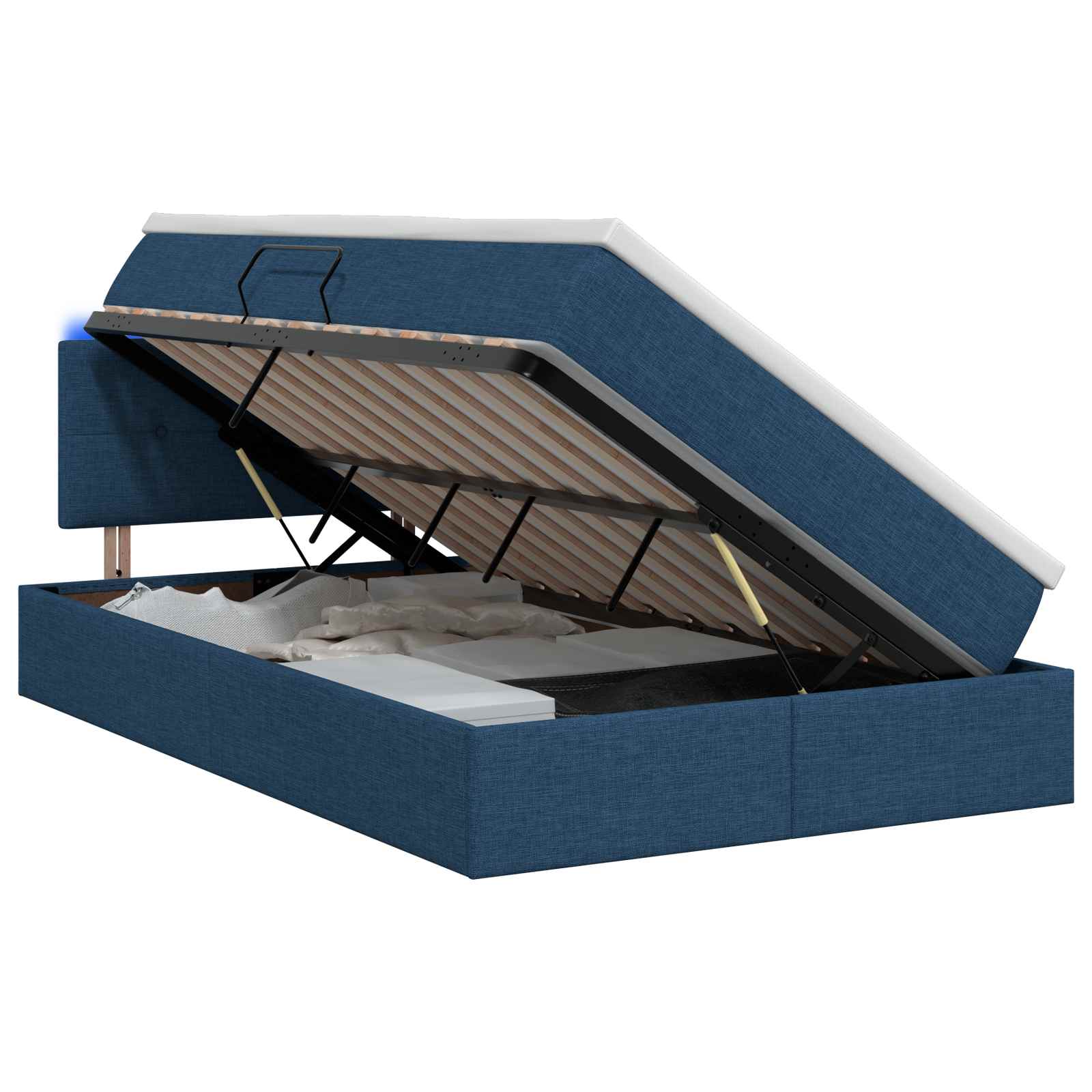 LED Opslagbed met Matras Blauw 120 x 200 cm Stof is nu te koop bij PeponiXL, paradijselijk wonen!