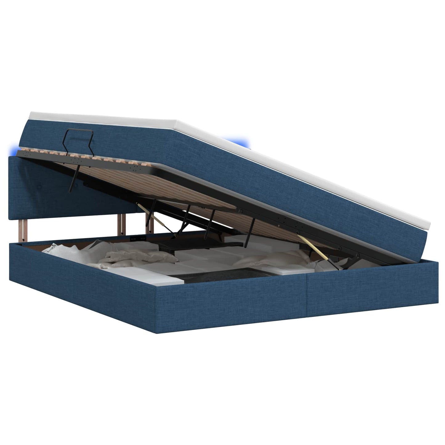 LED Opslagbed met Matras Blauw 160 x 200 cm Stof is nu te koop bij PeponiXL, paradijselijk wonen!