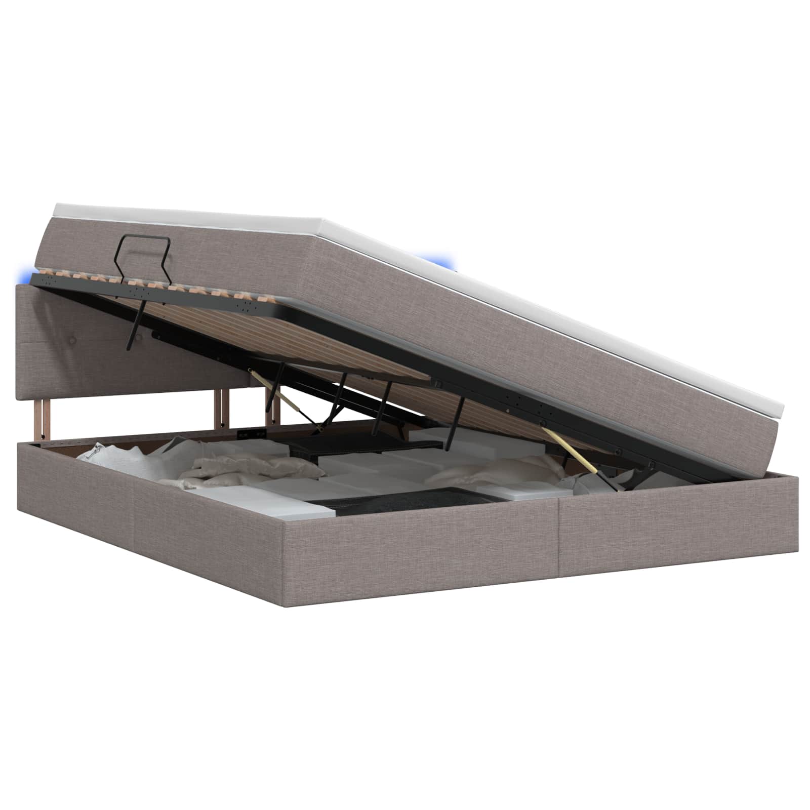 LED Opslagbed met Matras Taupe 180 x 200 cm Stof is nu te koop bij PeponiXL, paradijselijk wonen!