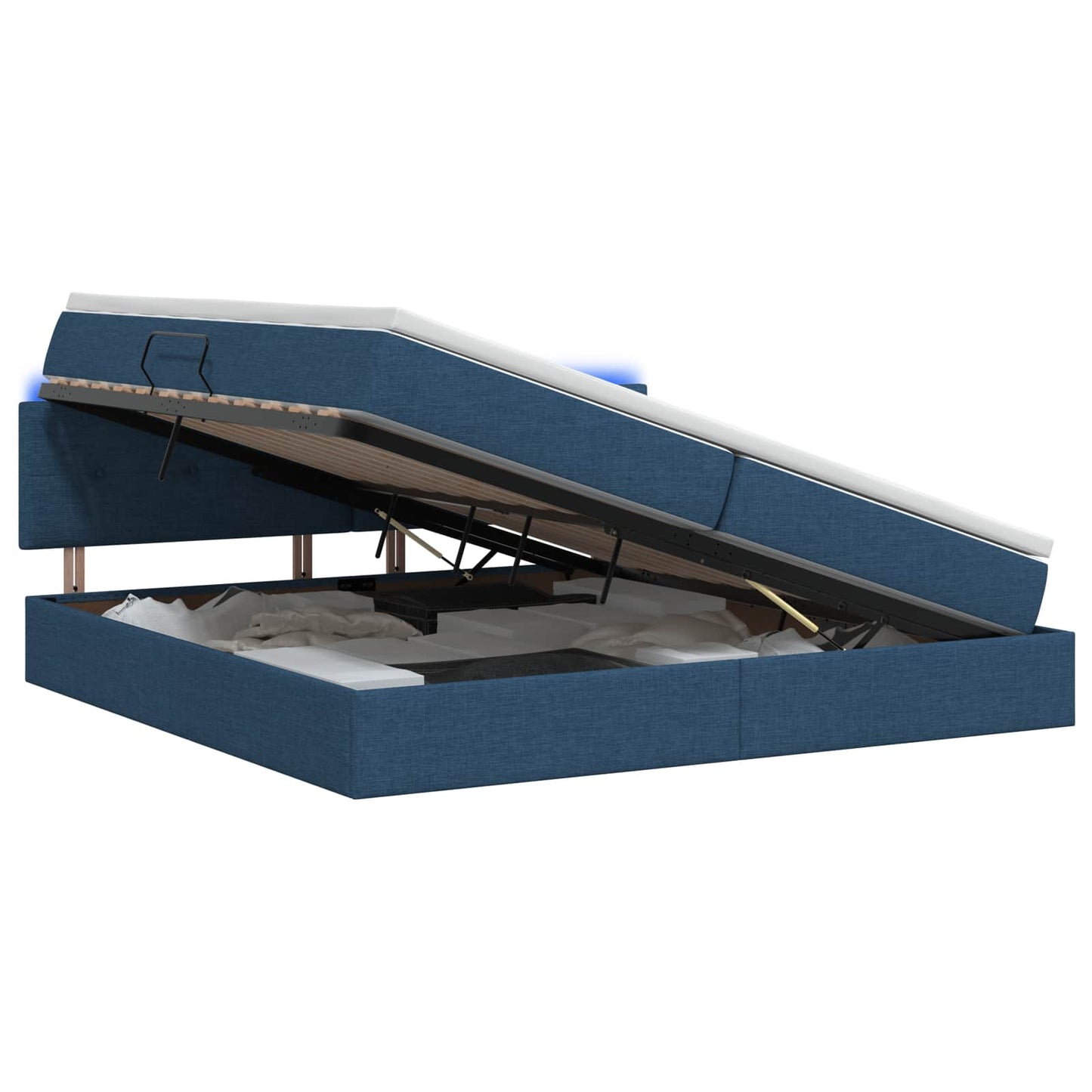 LED Opslagbed met Matras Blauw 200 x 200 cm Stof is nu te koop bij PeponiXL, paradijselijk wonen!