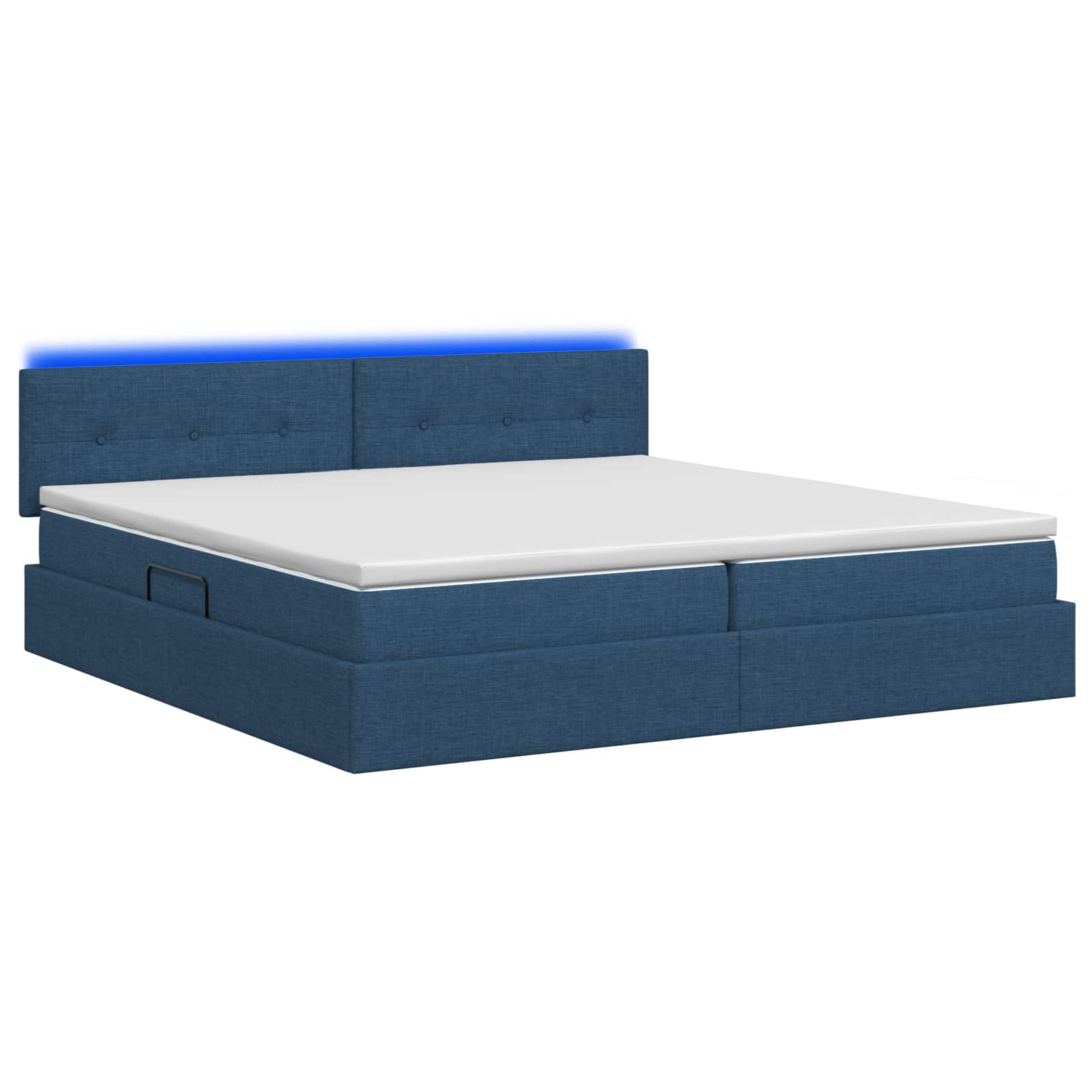 LED Opslagbed met Matras Blauw 200 x 200 cm Stof is nu te koop bij PeponiXL, paradijselijk wonen!