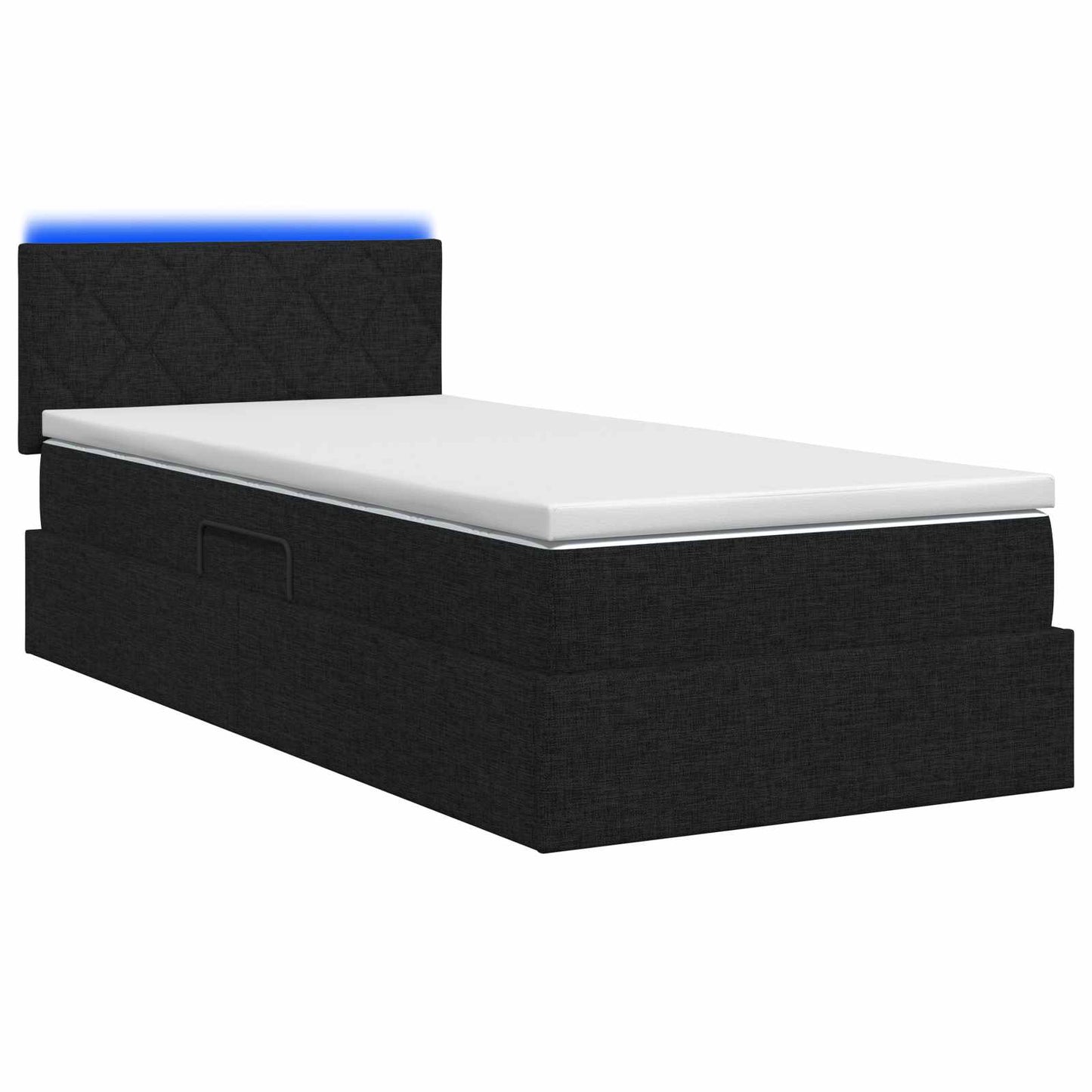 LED Opslagbed met Matras Zwart 90 x 190 cm Stof is nu te koop bij PeponiXL, paradijselijk wonen!