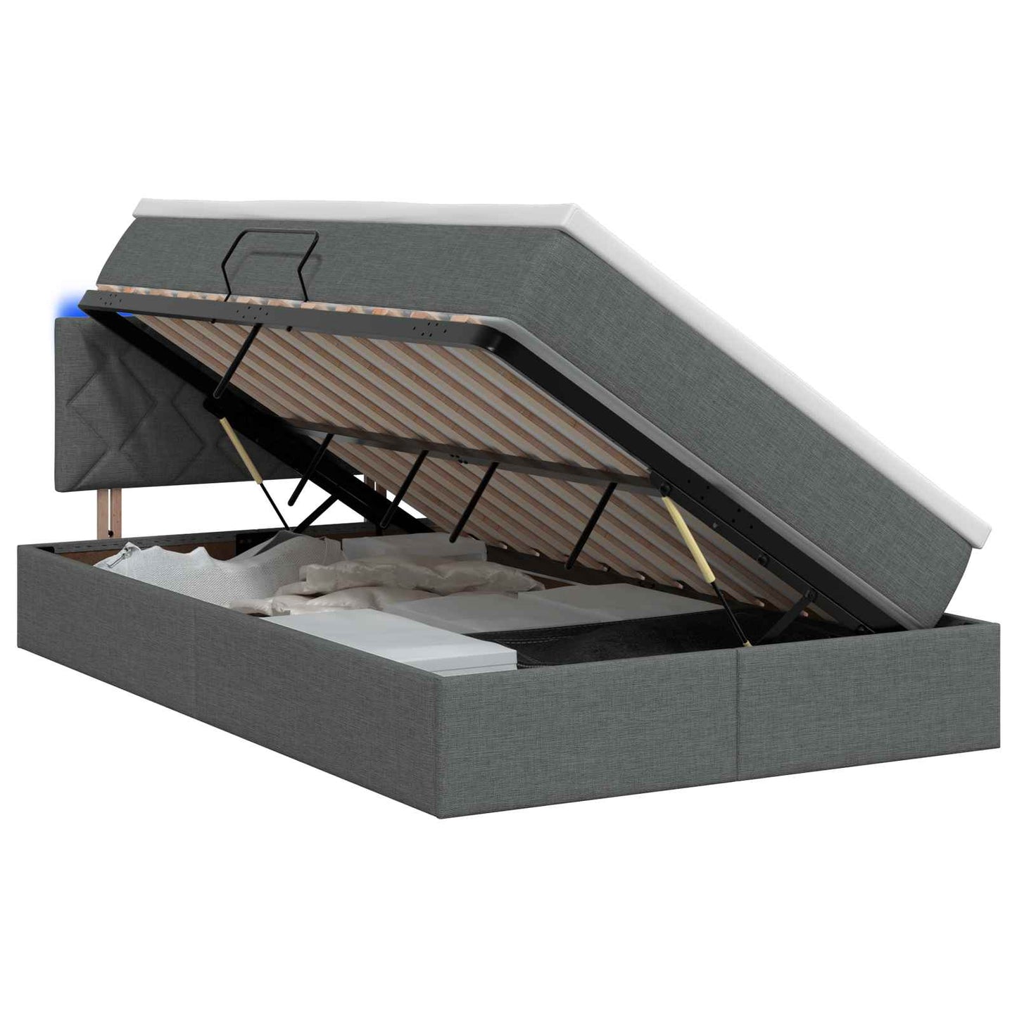LED Opslagbed met Matras Donkergrijs 120 x 200 cm Stof is nu te koop bij PeponiXL, paradijselijk wonen!