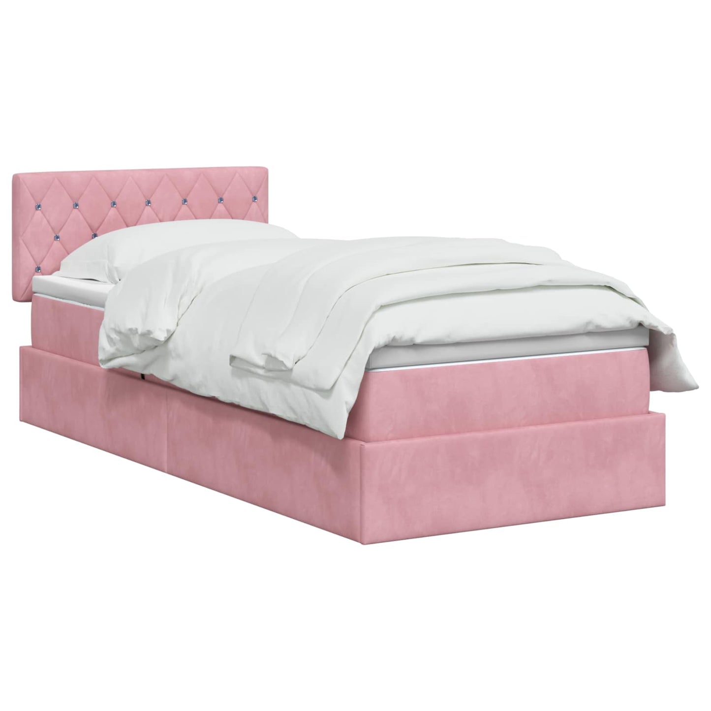 LED Opslagbed met Matras Roze 90 x 190 cm Fluweel