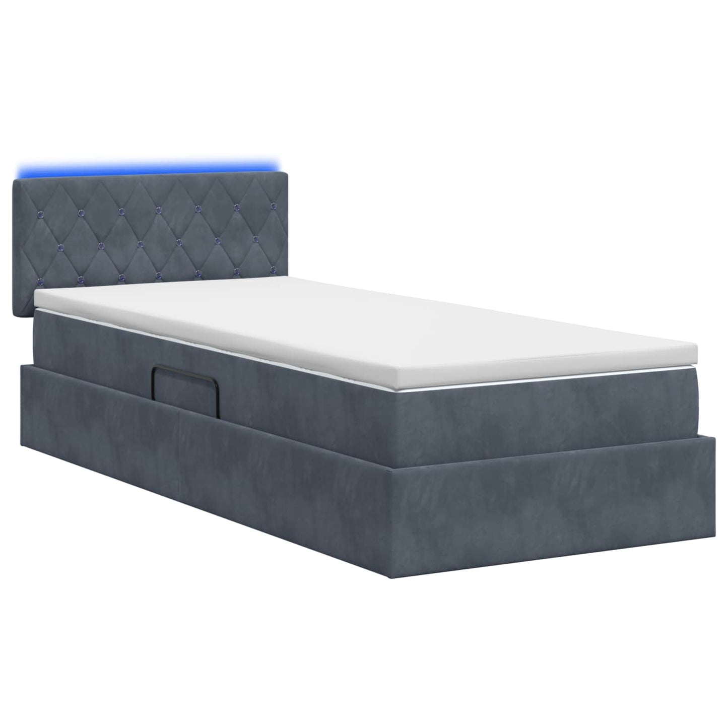 LED Opslagbed met Matras Donkergrijs 100 x 200 cm Fluweel is nu te koop bij PeponiXL, paradijselijk wonen!