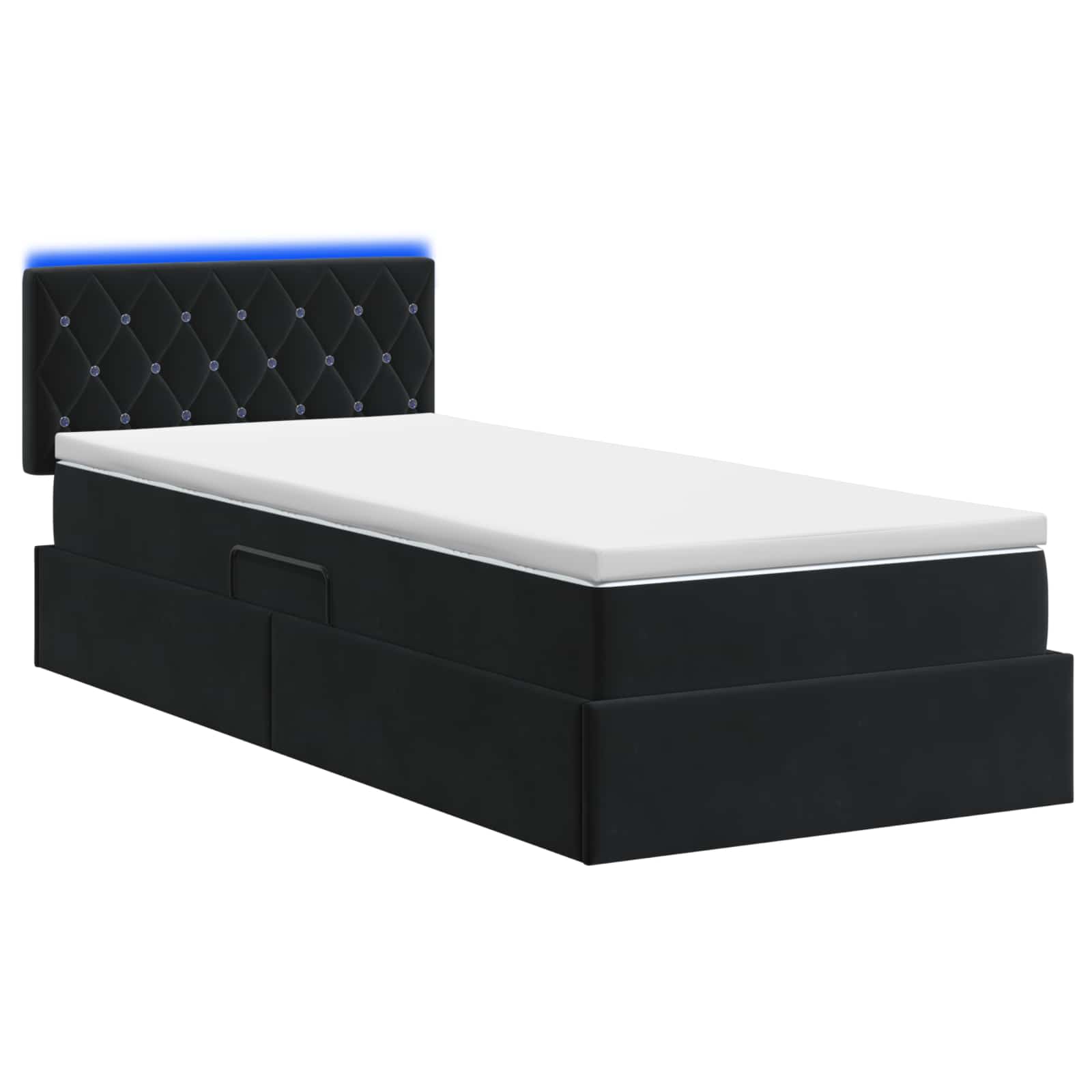 LED Opslagbed met Matras Zwart 100 x 200 cm Fluweel is nu te koop bij PeponiXL, paradijselijk wonen!