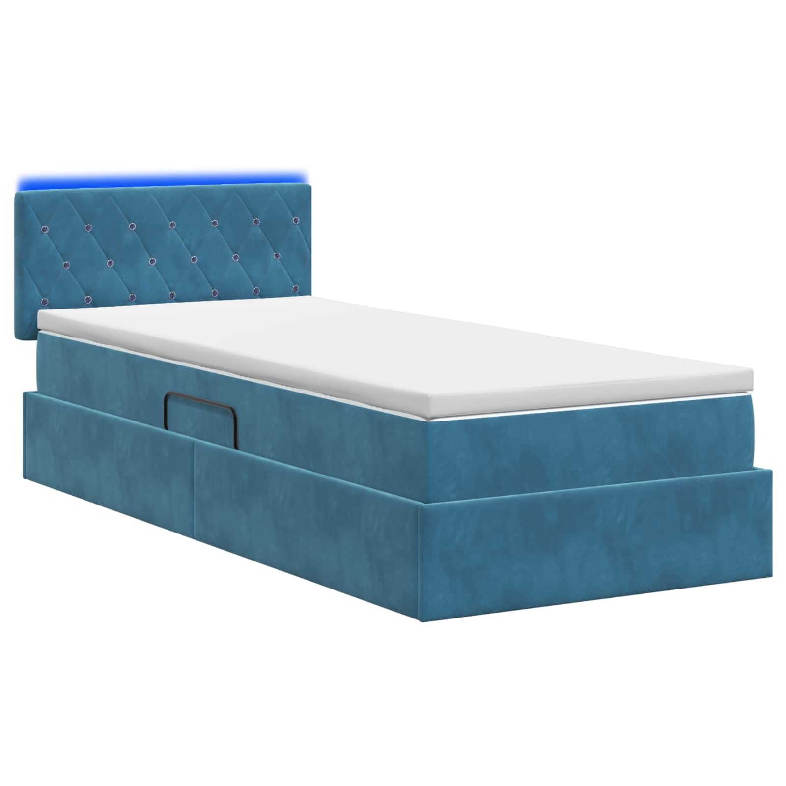 LED Opslagbed met Matras Donkerblauw 100 x 200 cm Fluweel is nu te koop bij PeponiXL, paradijselijk wonen!