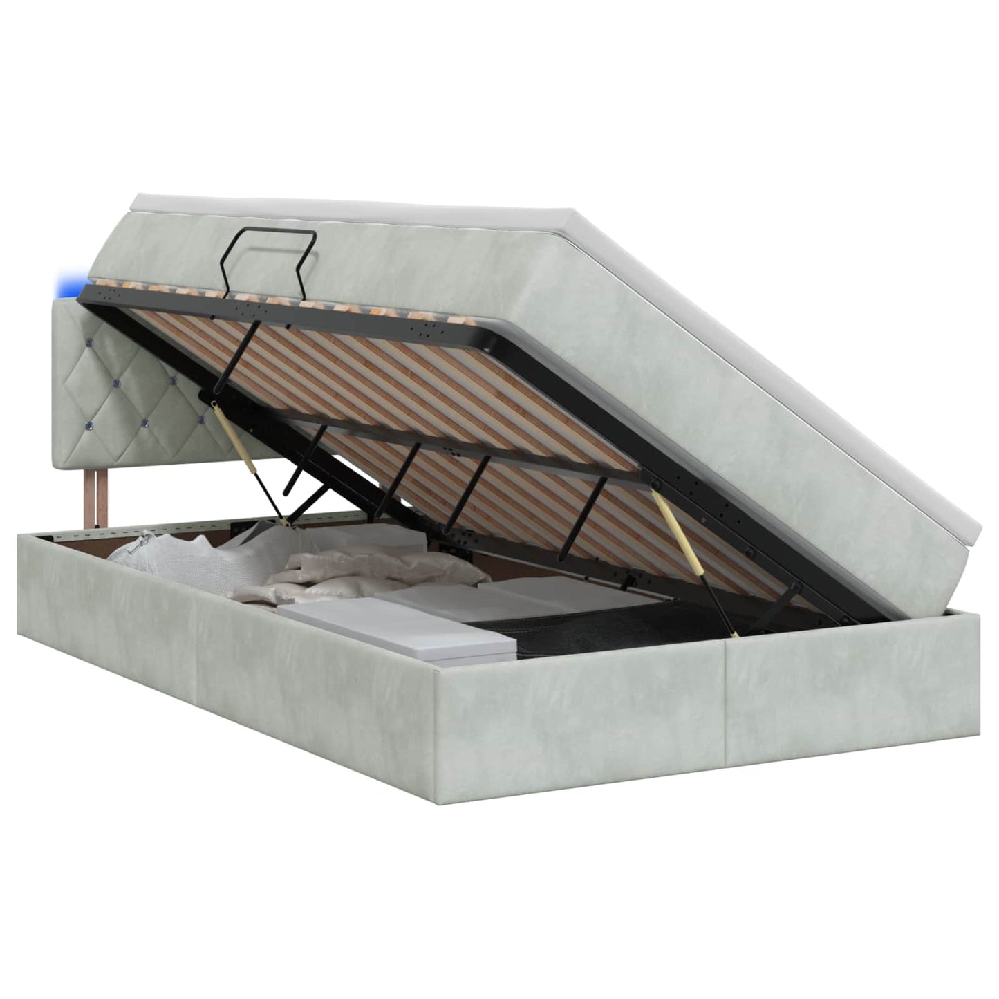 LED Opslagbed met Matras Lichtgrijs 120 x 200 cm Fluweel is nu te koop bij PeponiXL, paradijselijk wonen!