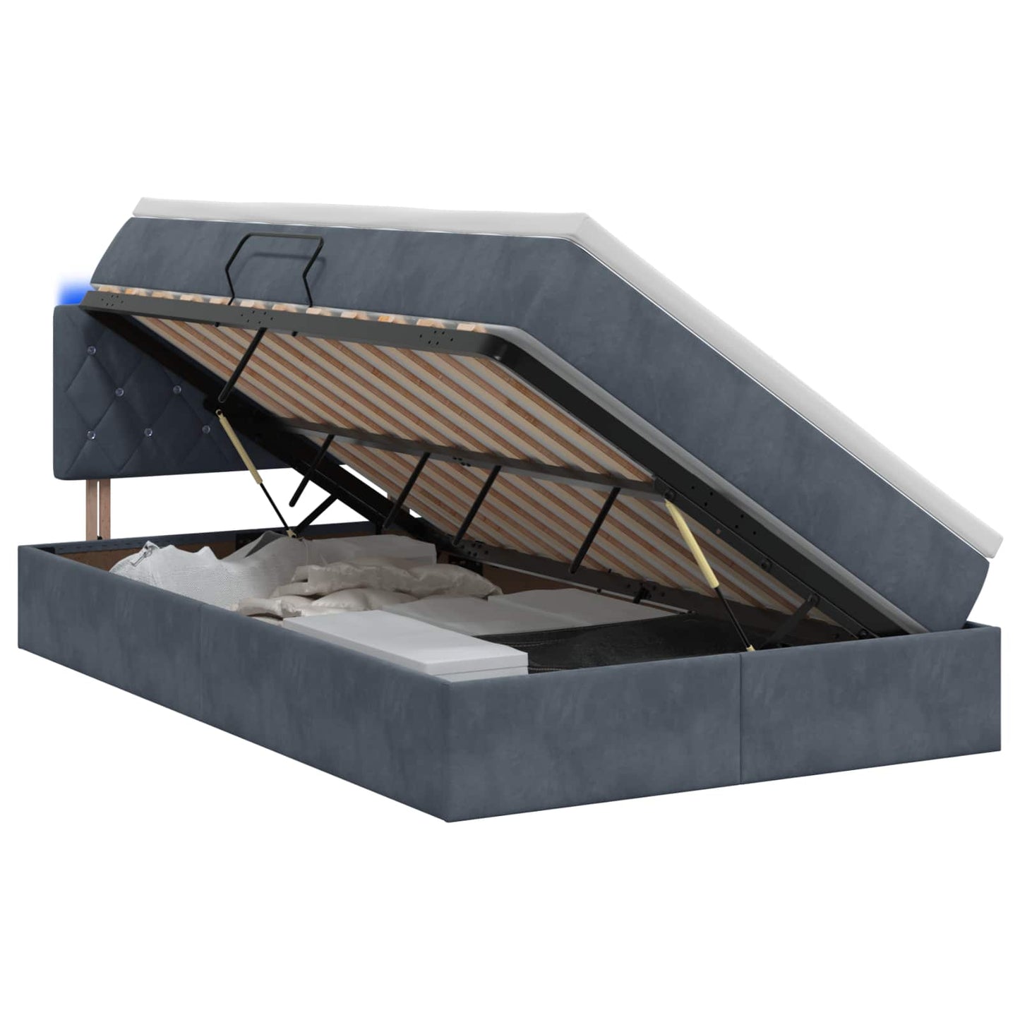LED Opslagbed met Matras Donkergrijs 120 x 200 cm Fluweel is nu te koop bij PeponiXL, paradijselijk wonen!