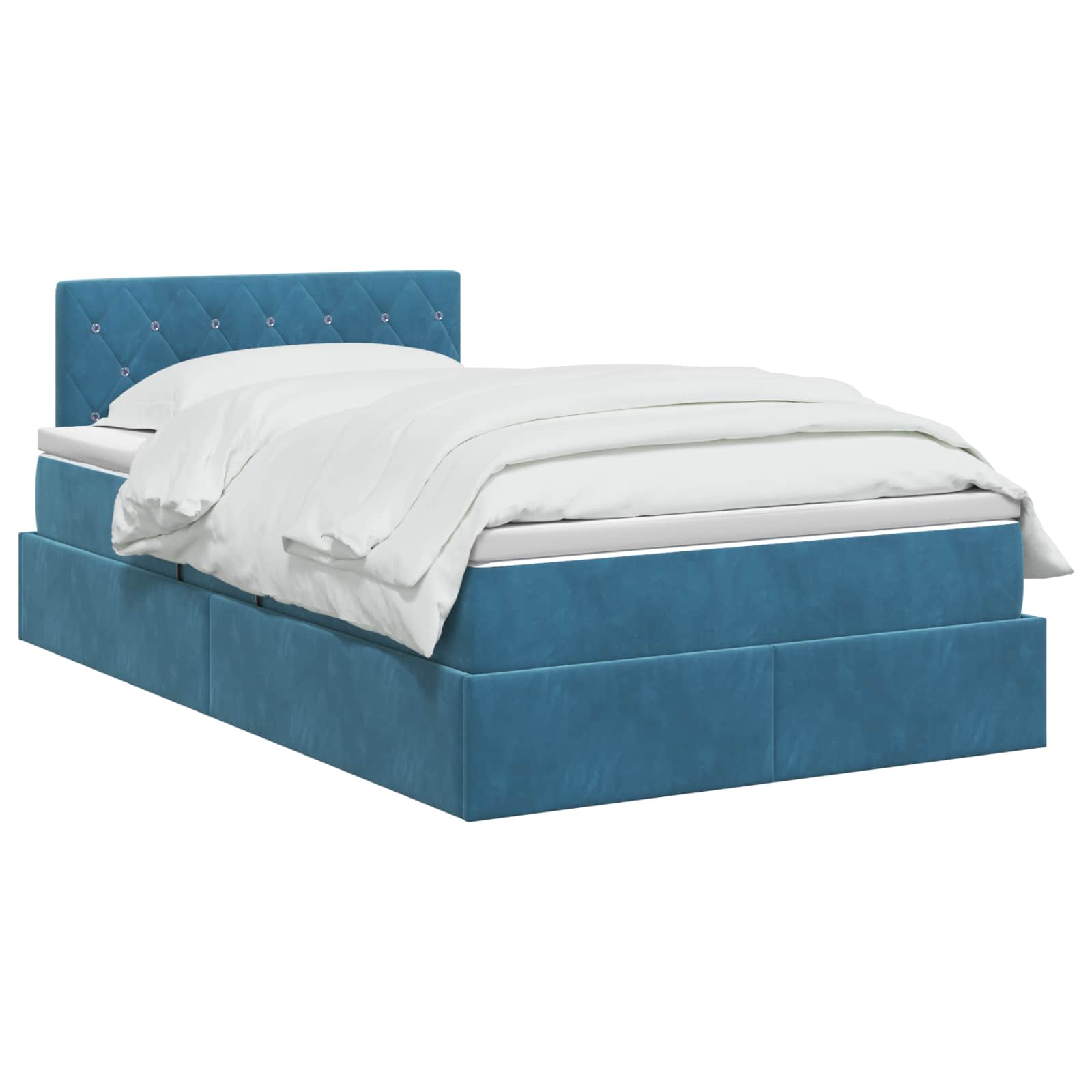 LED Opslagbed met Matras Donkerblauw 120 x 200 cm Fluweel is nu te koop bij PeponiXL, paradijselijk wonen!