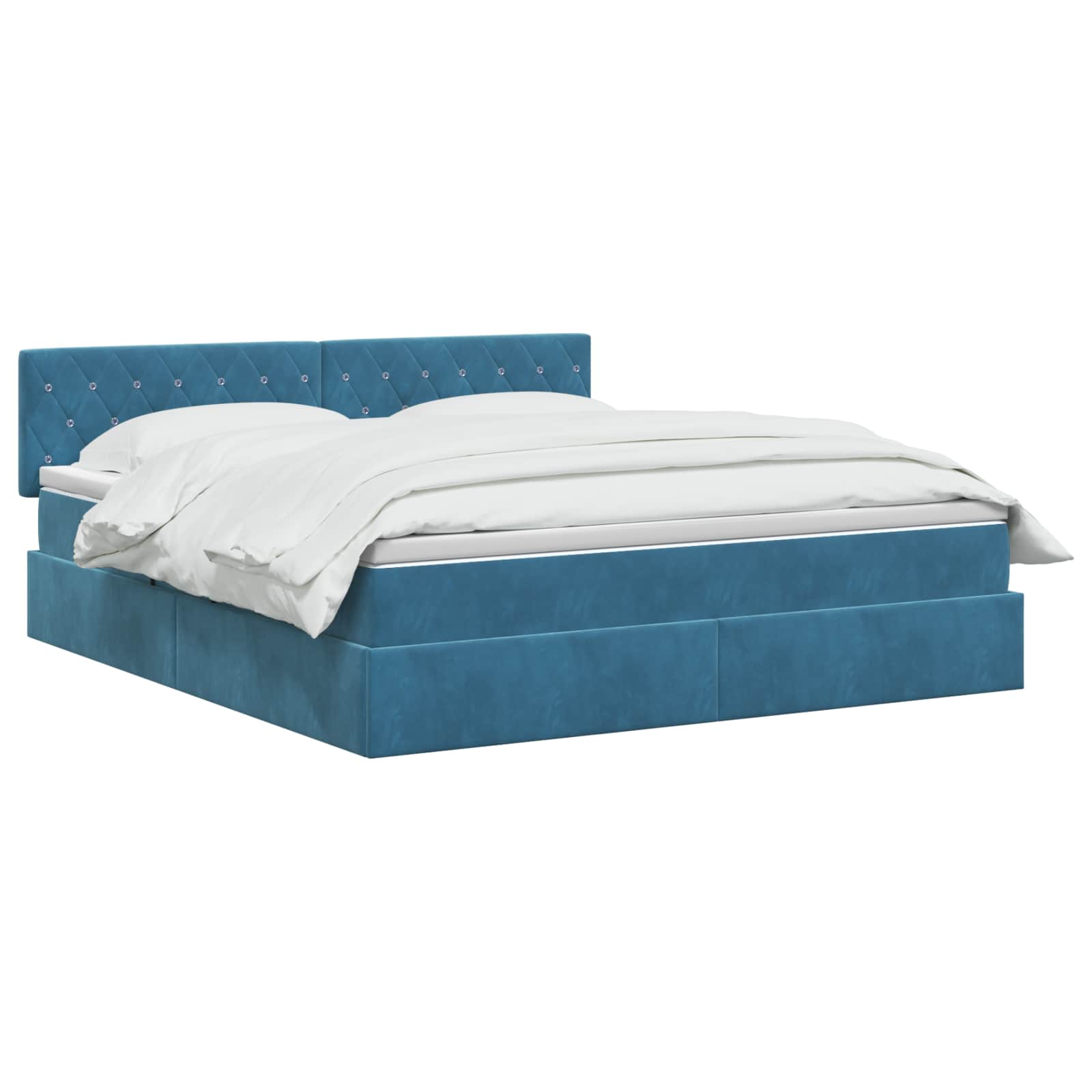 LED Opslagbed met Matras Donkerblauw 140 x 190 cm Fluweel is nu te koop bij PeponiXL, paradijselijk wonen!