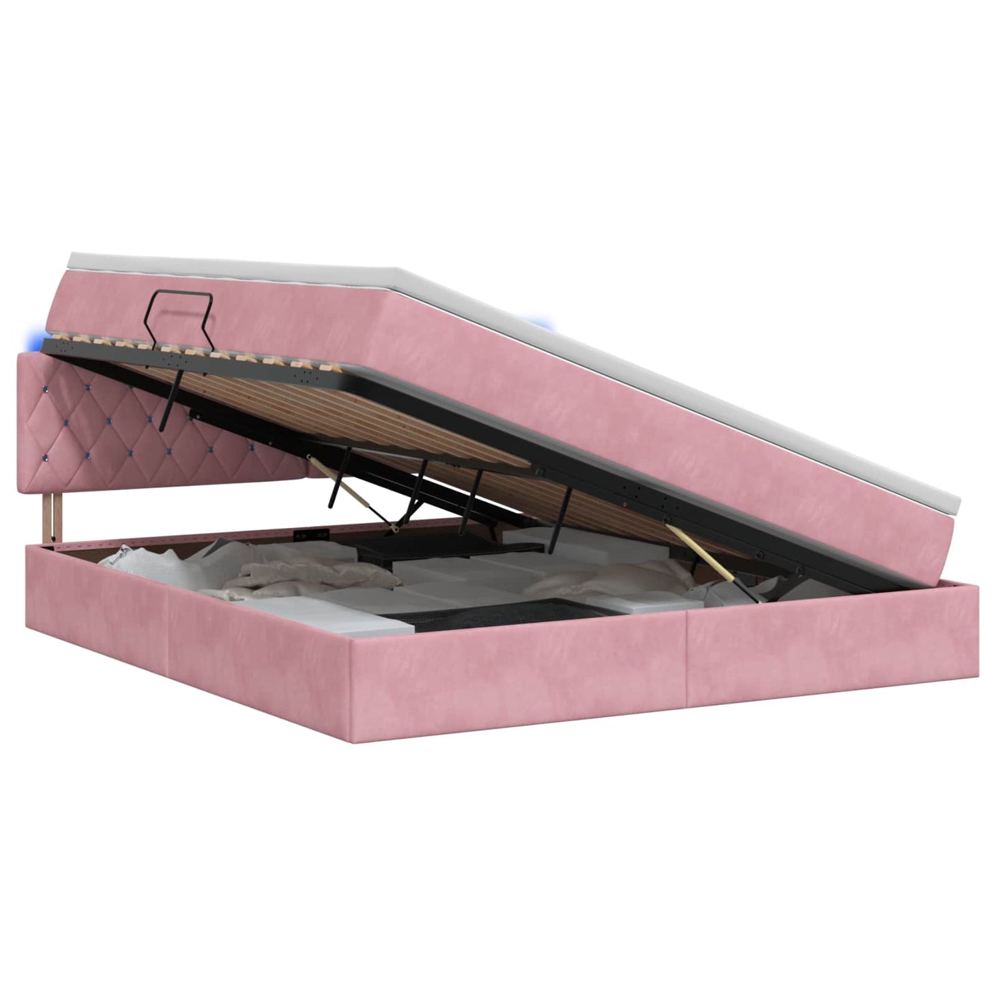 LED Opslagbed met Matras Roze 180 x 200 cm Fluweel is nu te koop bij PeponiXL, paradijselijk wonen!