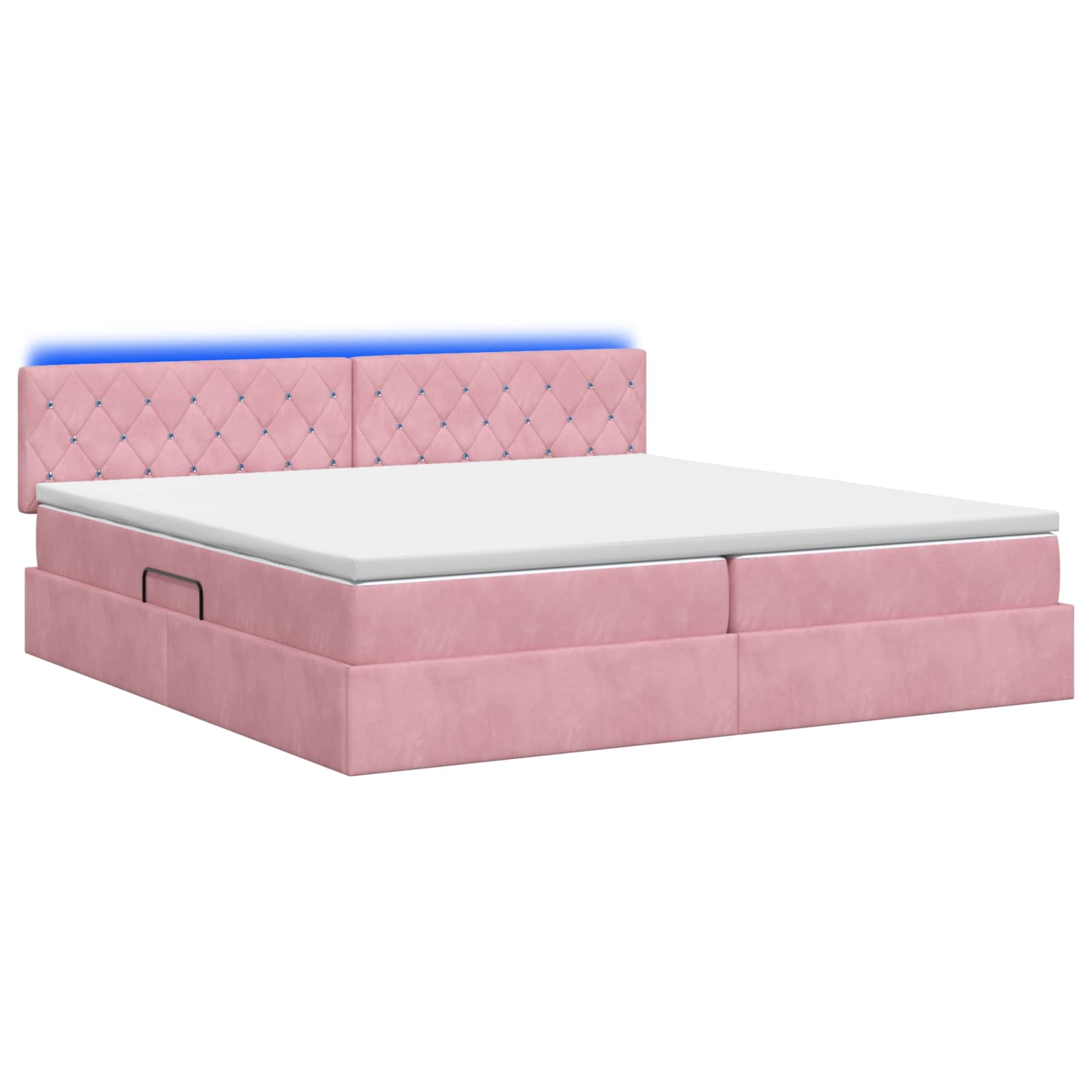 LED Opslagbed met Matras Roze 200 x 200 cm Fluweel is nu te koop bij PeponiXL, paradijselijk wonen!