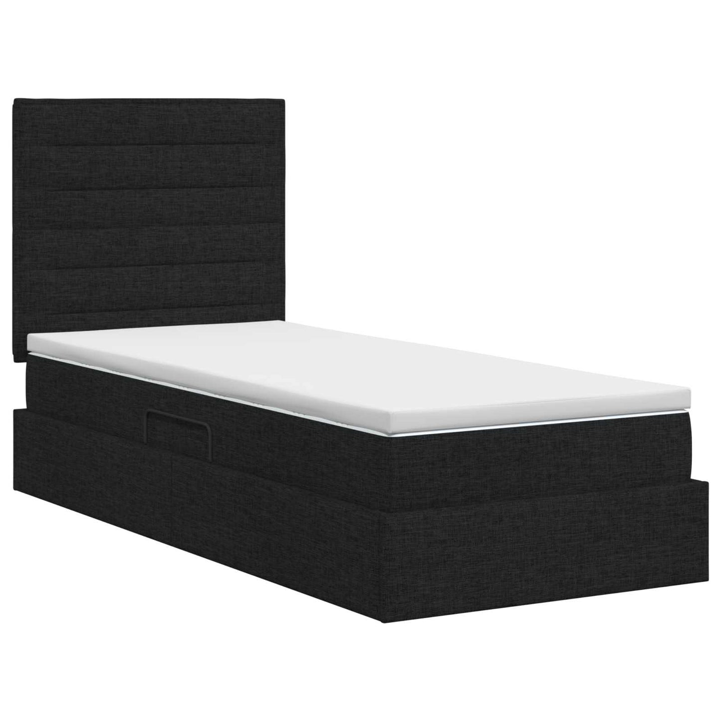Opslag bed met matras met hoofdeinde Zwart 90 x 200 cm Stof is nu te koop bij PeponiXL, paradijselijk wonen!