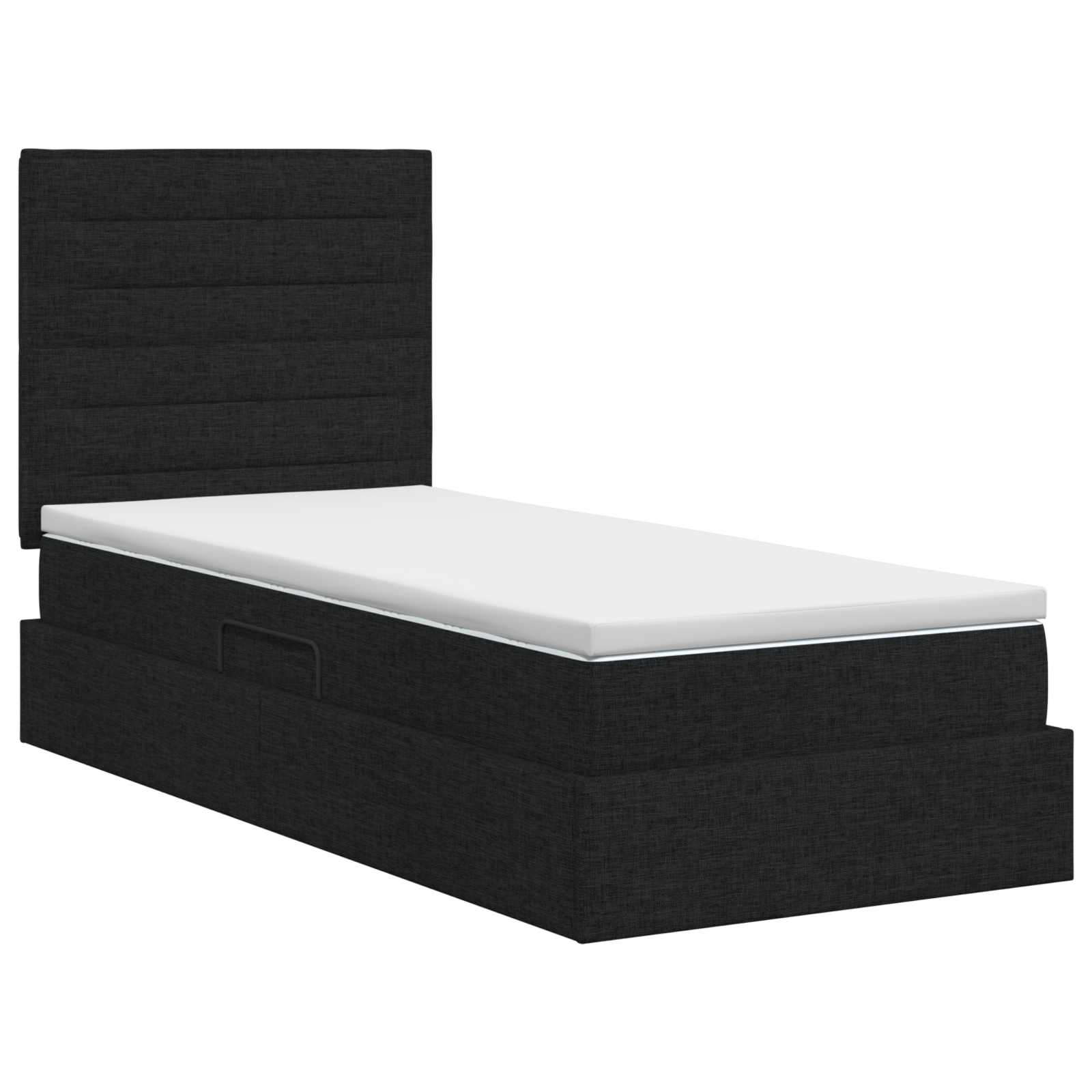 Opslag bed met matras met hoofdeinde Zwart 90 x 200 cm Stof is nu te koop bij PeponiXL, paradijselijk wonen!