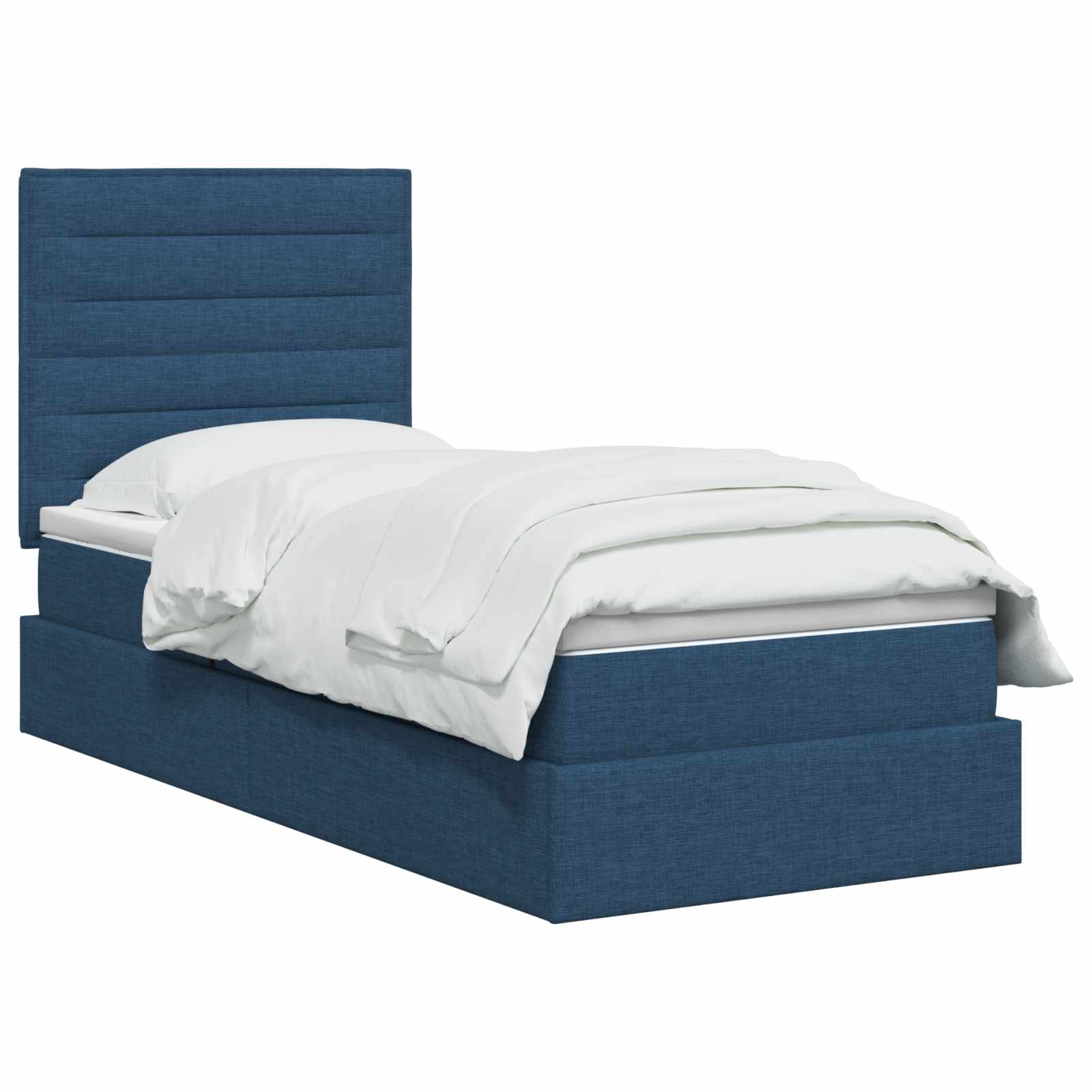 Opslag bed met matras met hoofdeinde Blauw 90 x 200 cm Stof is nu te koop bij PeponiXL, paradijselijk wonen!