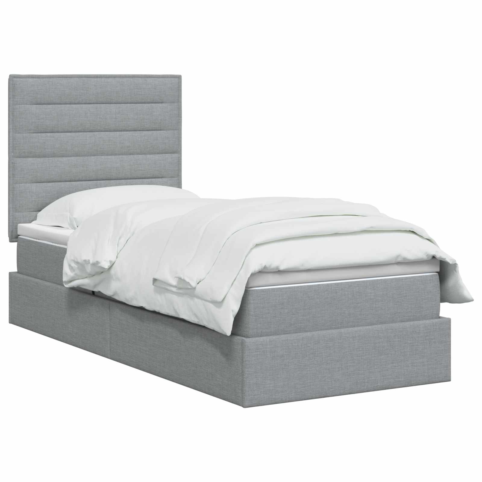 Opslag bed met matras met opslag Lichtgrijs 100 x 200 cm Stof is nu te koop bij PeponiXL, paradijselijk wonen!