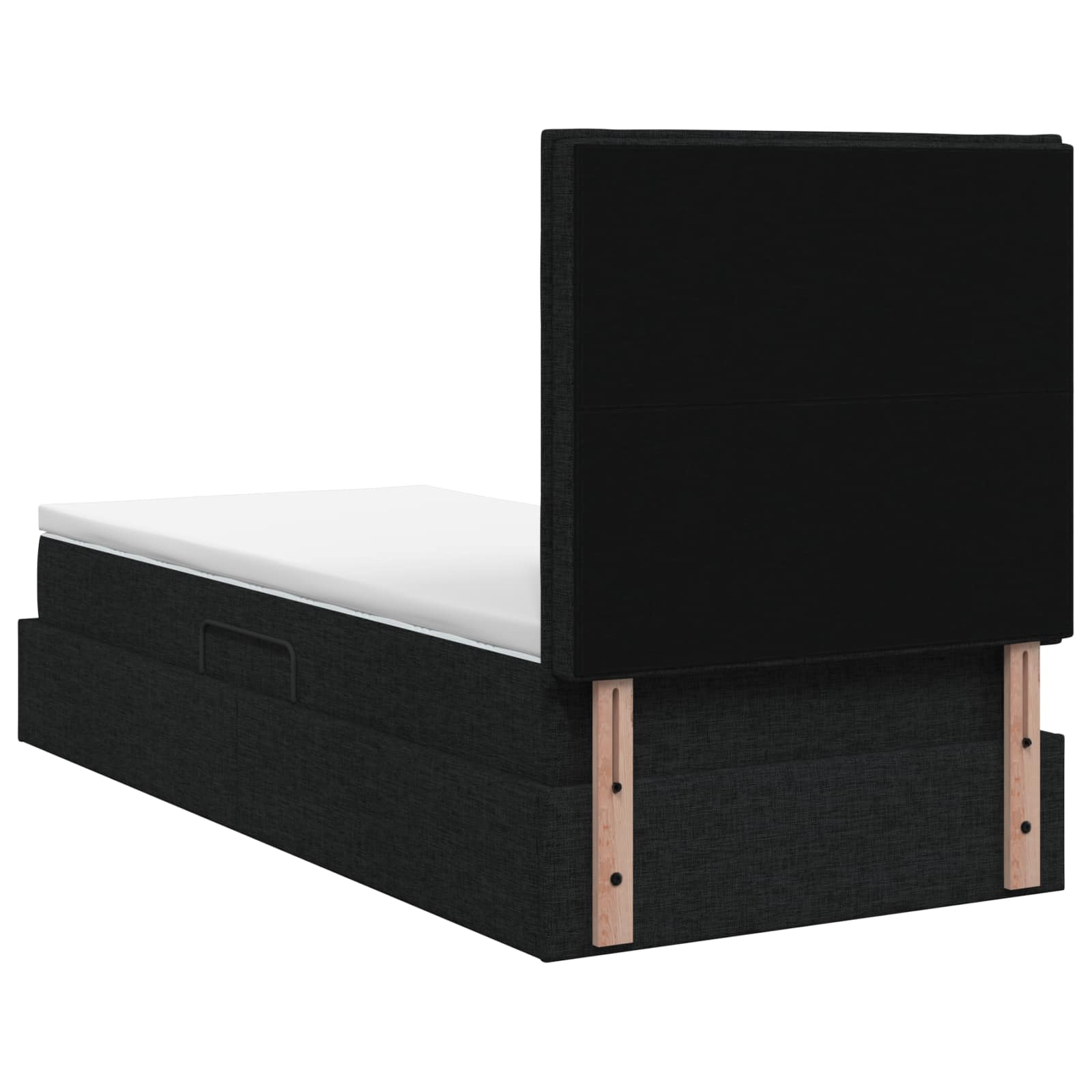 Opslag bed met matras met hoofdeinde Zwart 100 x 200 cm Stof is nu te koop bij PeponiXL, paradijselijk wonen!