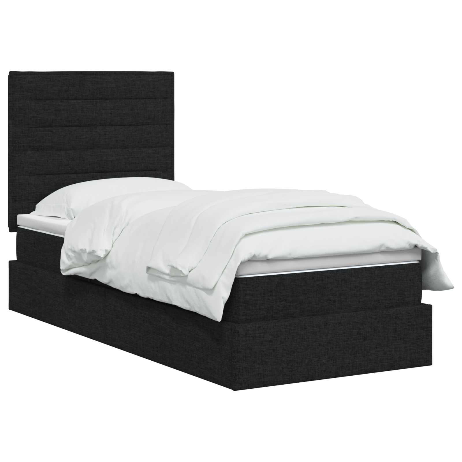 Opslag bed met matras met hoofdeinde Zwart 100 x 200 cm Stof is nu te koop bij PeponiXL, paradijselijk wonen!