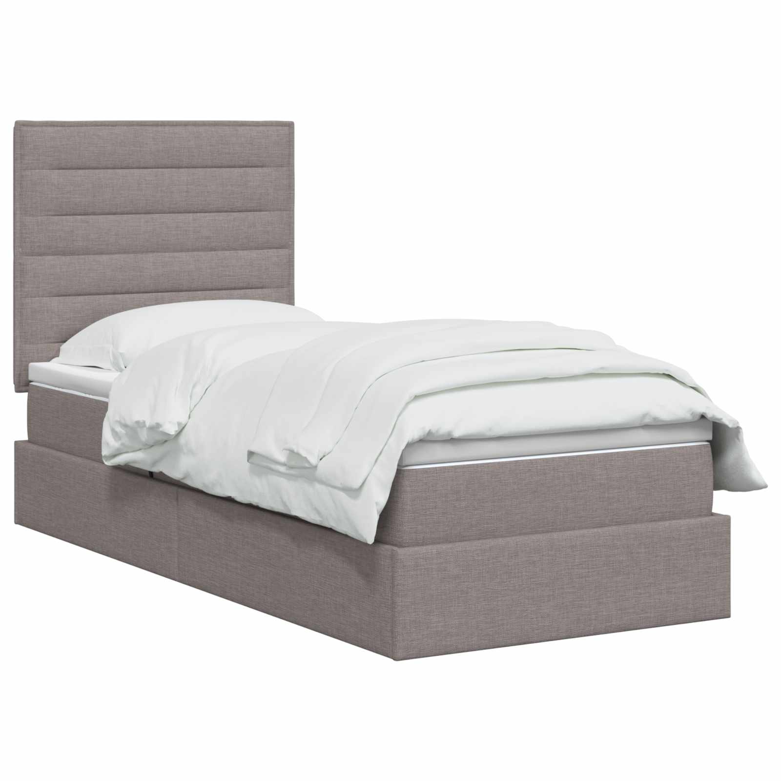 Opslag bed met matras met hoofdeinde Taupe 100 x 200 cm Stof is nu te koop bij PeponiXL, paradijselijk wonen!