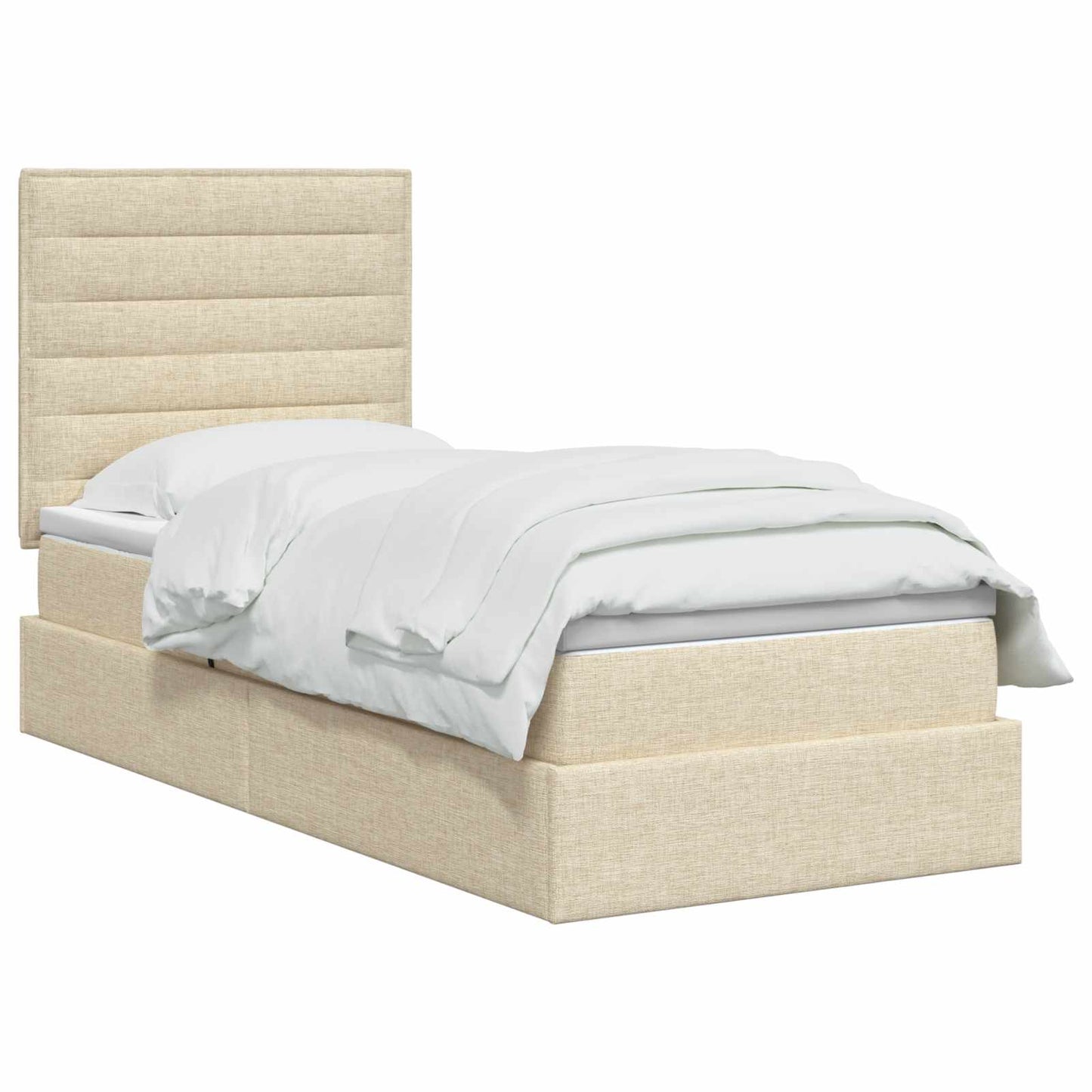 Opslag bed met matras met opslag Crèmekleurig 100 x 200 cm Stof is nu te koop bij PeponiXL, paradijselijk wonen!