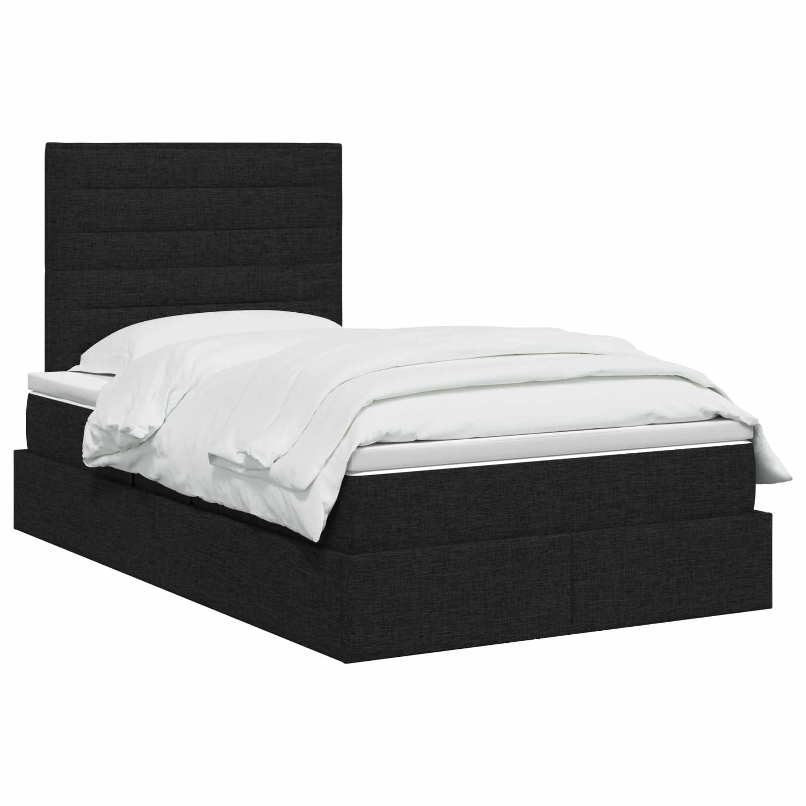 Opslag bed met matras met hoofdeinde Zwart 120 x 200 cm Stof is nu te koop bij PeponiXL, paradijselijk wonen!