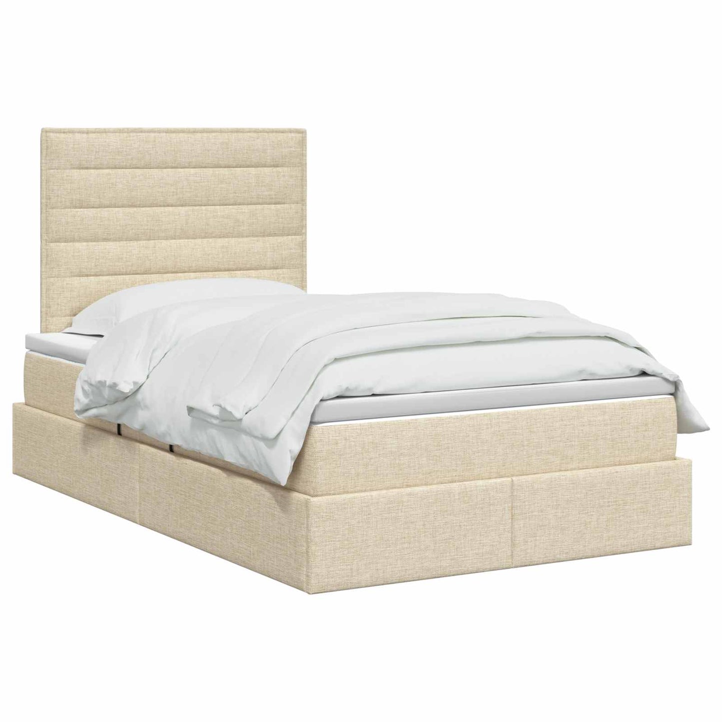 Opslag bed met matras met opslag Crèmekleurig 120 x 200 cm Stof is nu te koop bij PeponiXL, paradijselijk wonen!