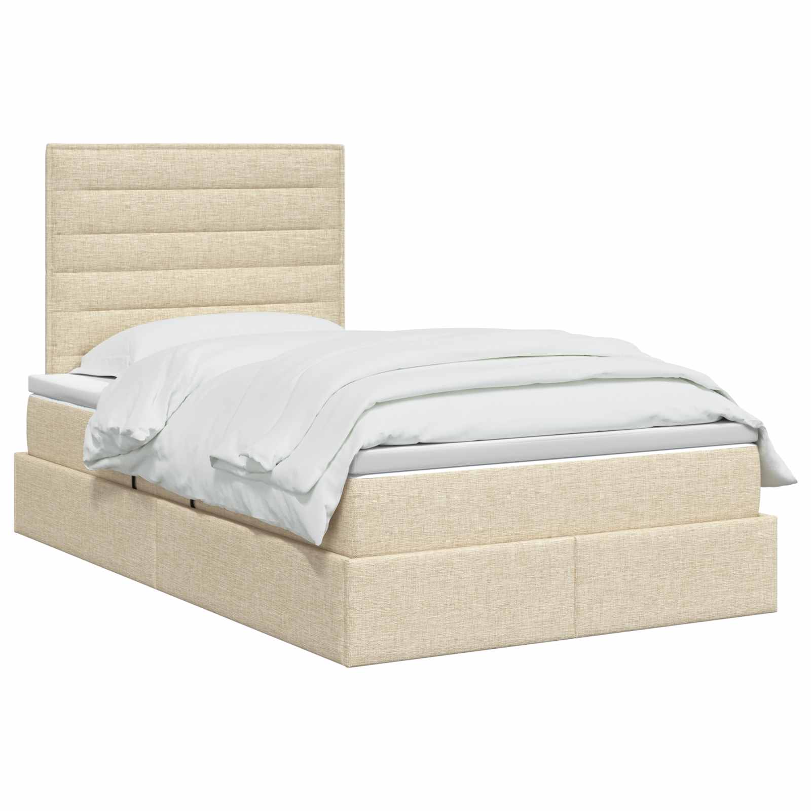 Opslag bed met matras met opslag Crèmekleurig 120 x 200 cm Stof is nu te koop bij PeponiXL, paradijselijk wonen!