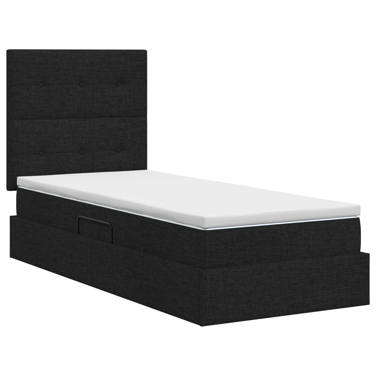 Opslag bed met matras met hoofdeinde Zwart 90 x 190 cm Stof is nu te koop bij PeponiXL, paradijselijk wonen!